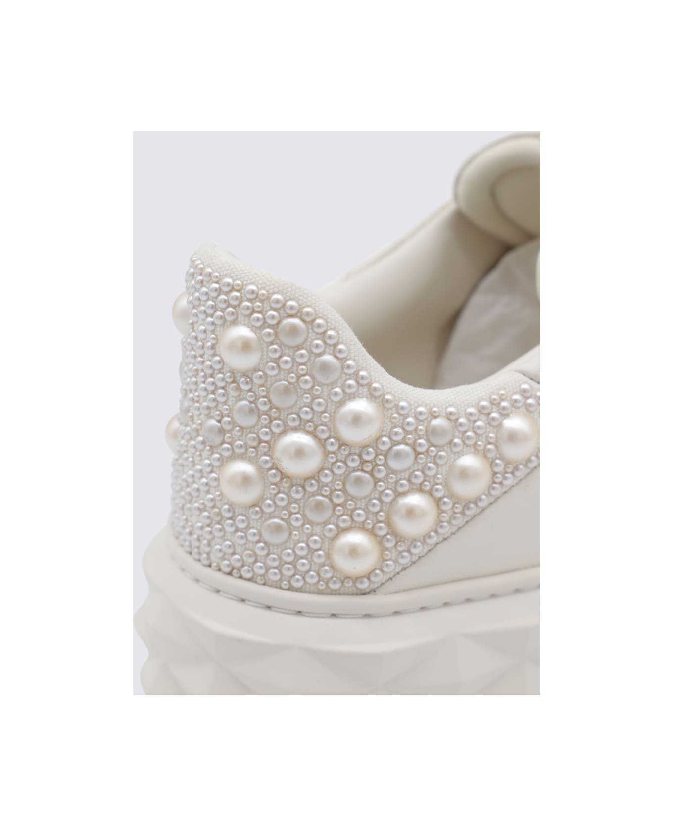 Jimmy Choo White Leather Sneakers - LATTE MIX