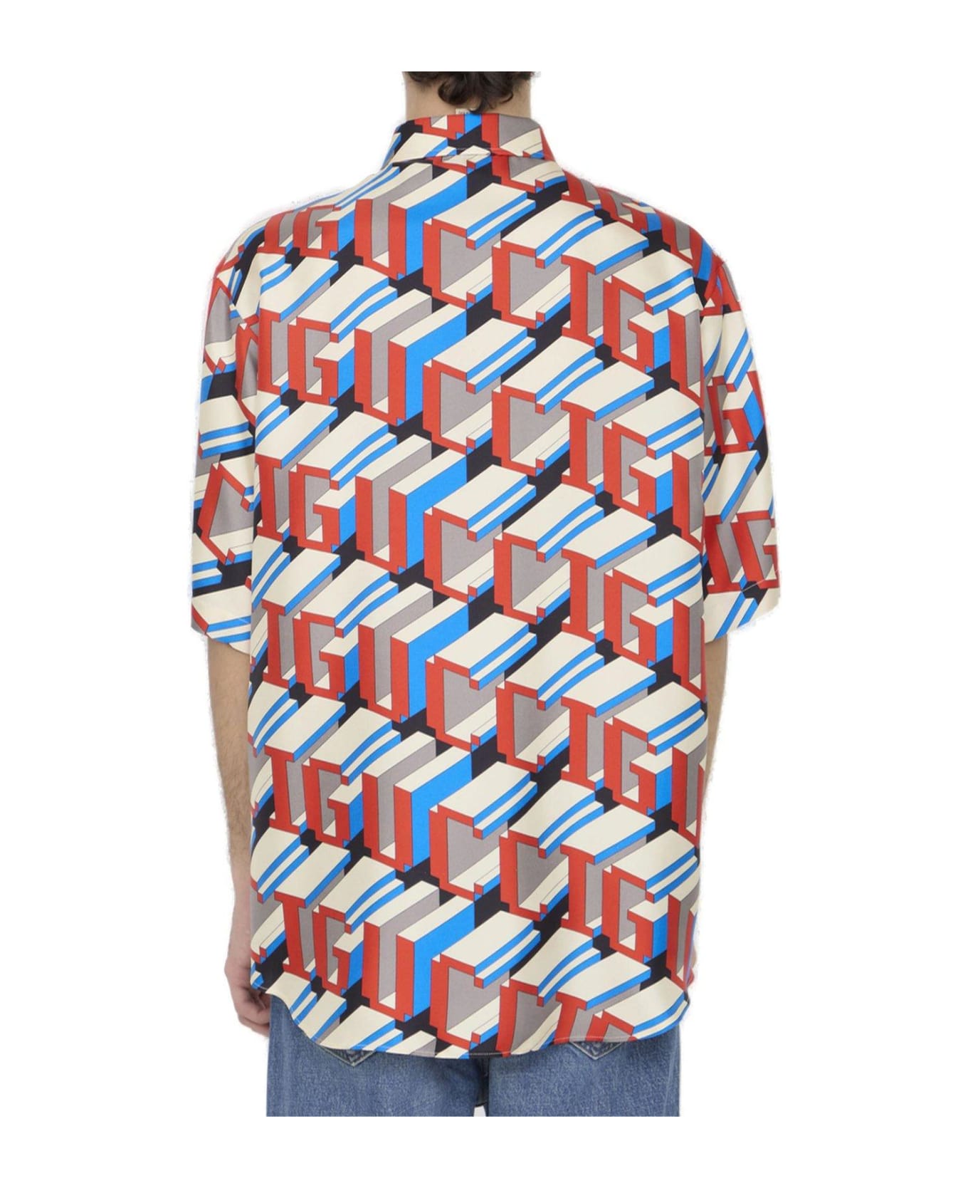 Gucci Pixel Printed Short-sleeve Shirt - IVORYREDMC