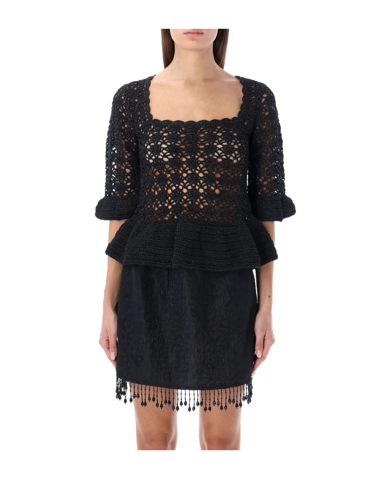 Ganni Crochet Top - BLACK