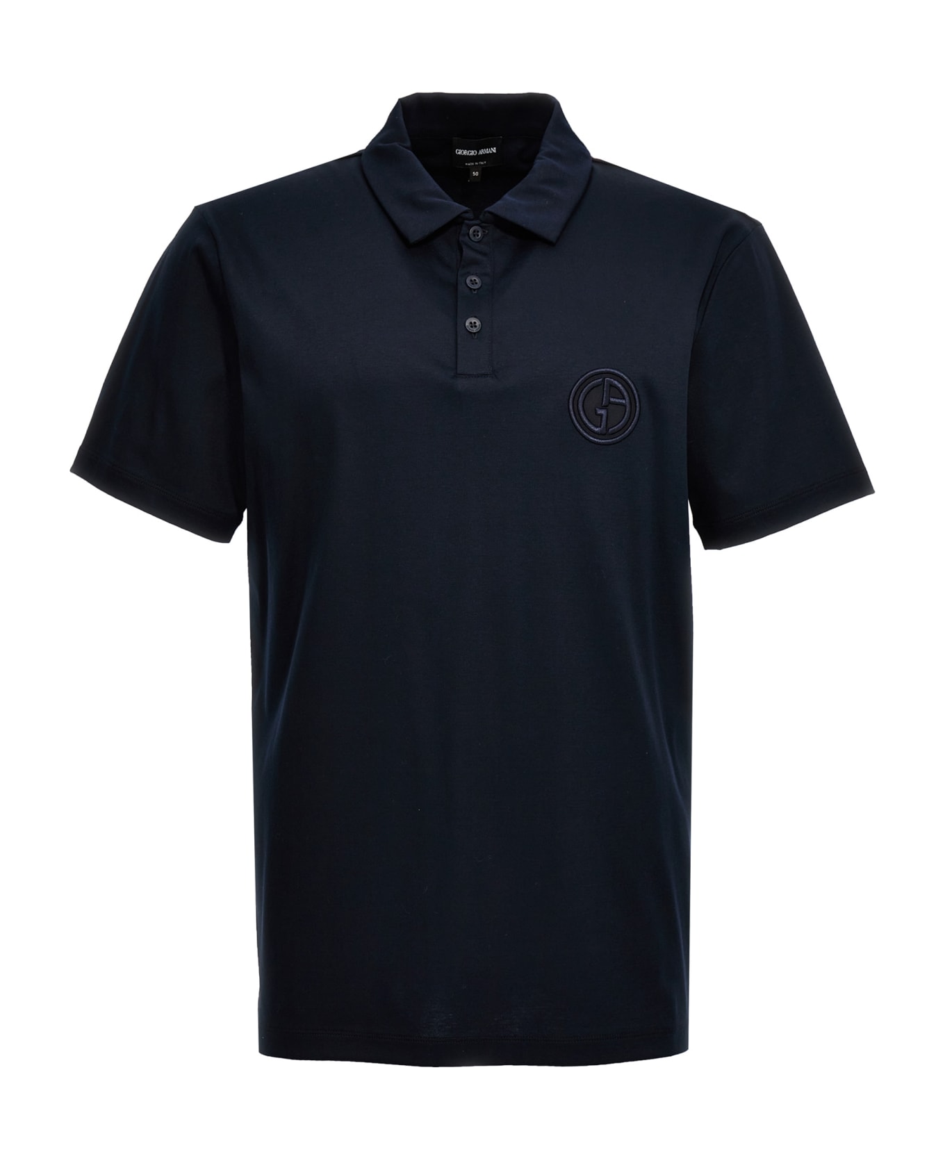 Giorgio Armani Logo Embroidery Polo Shirt - Blue