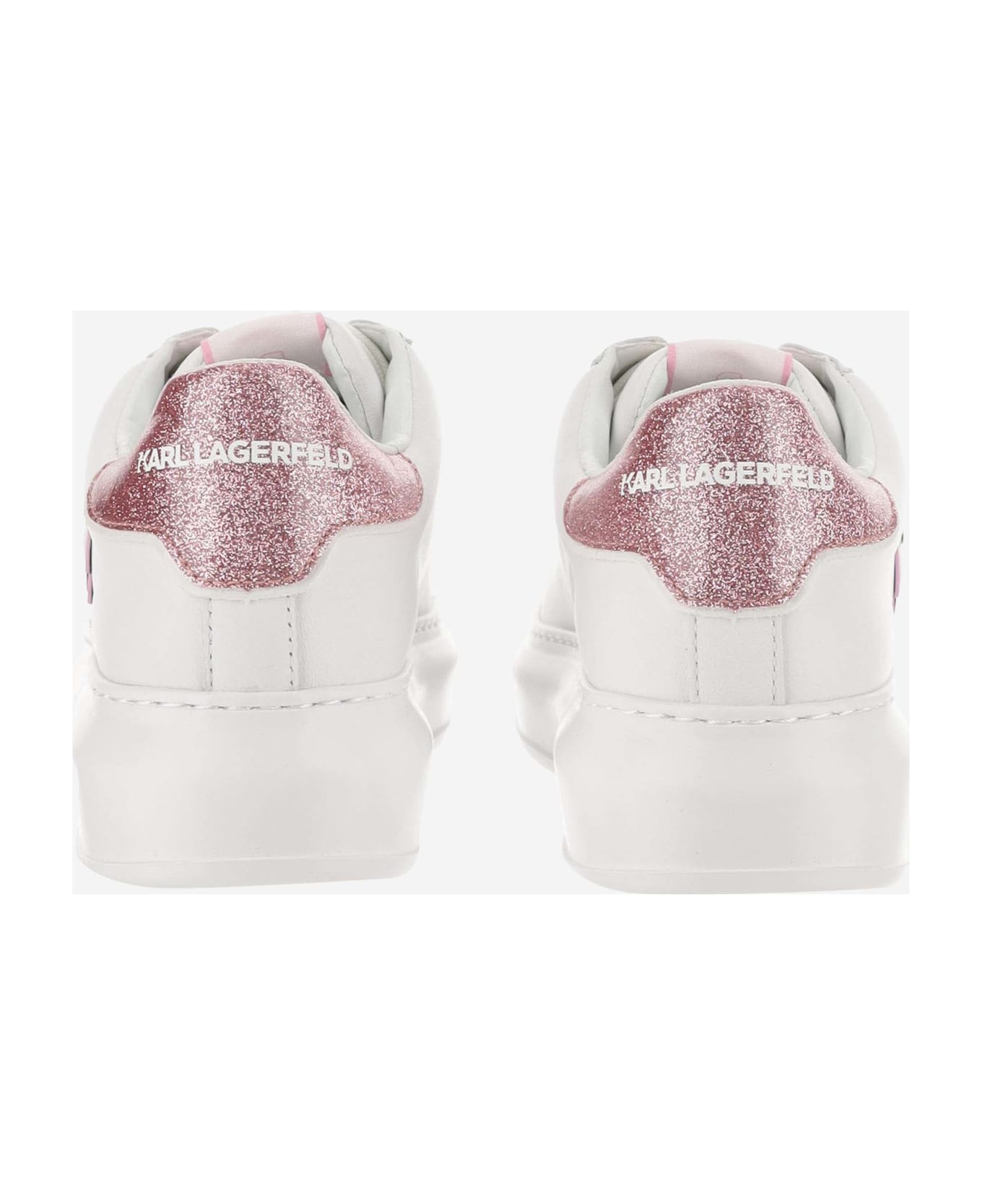 Karl Lagerfeld Leather Sneakers With Logo - White