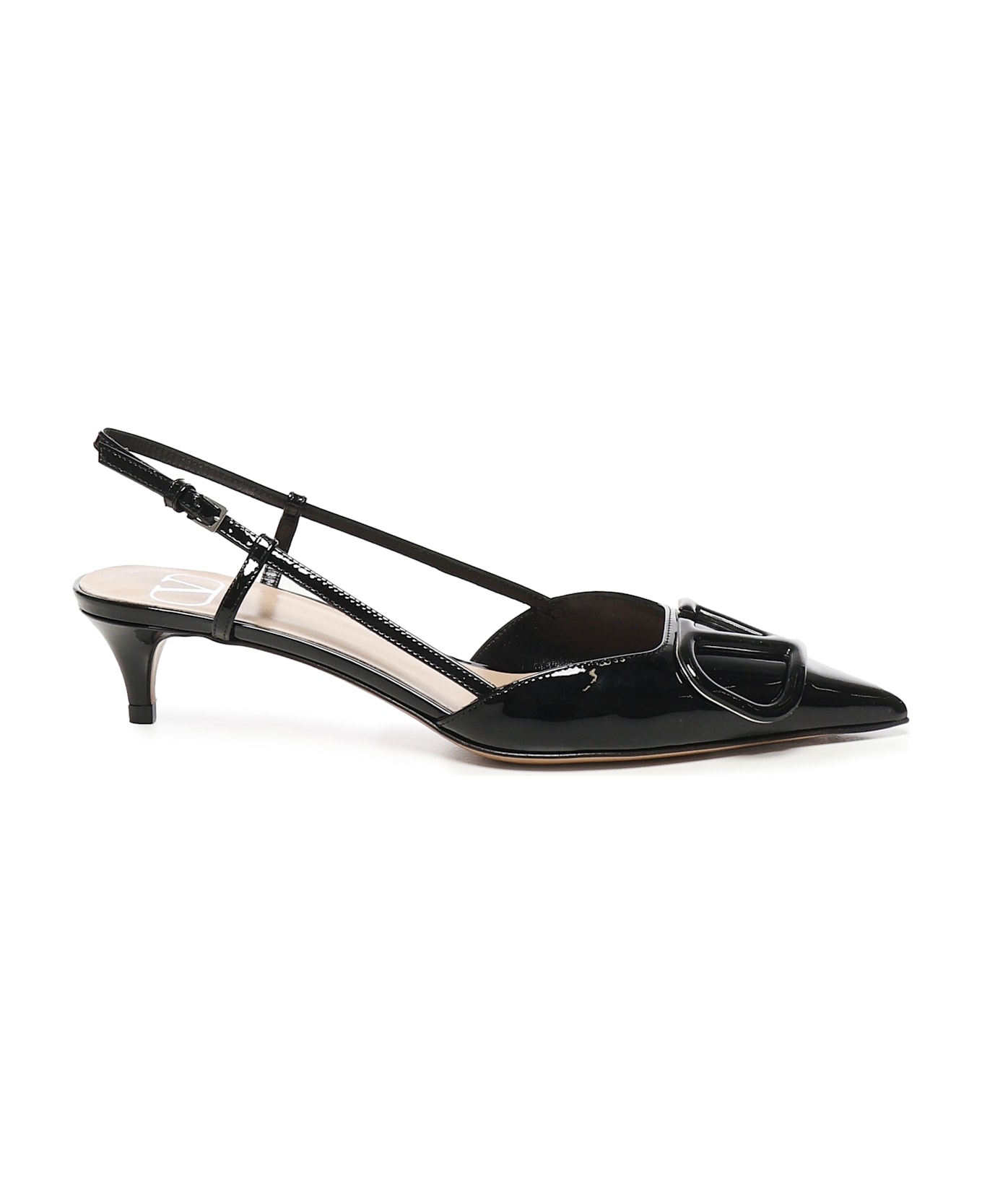 Valentino Garavani Vlogo Signature Patent Leather Slingback Décolleté - Black