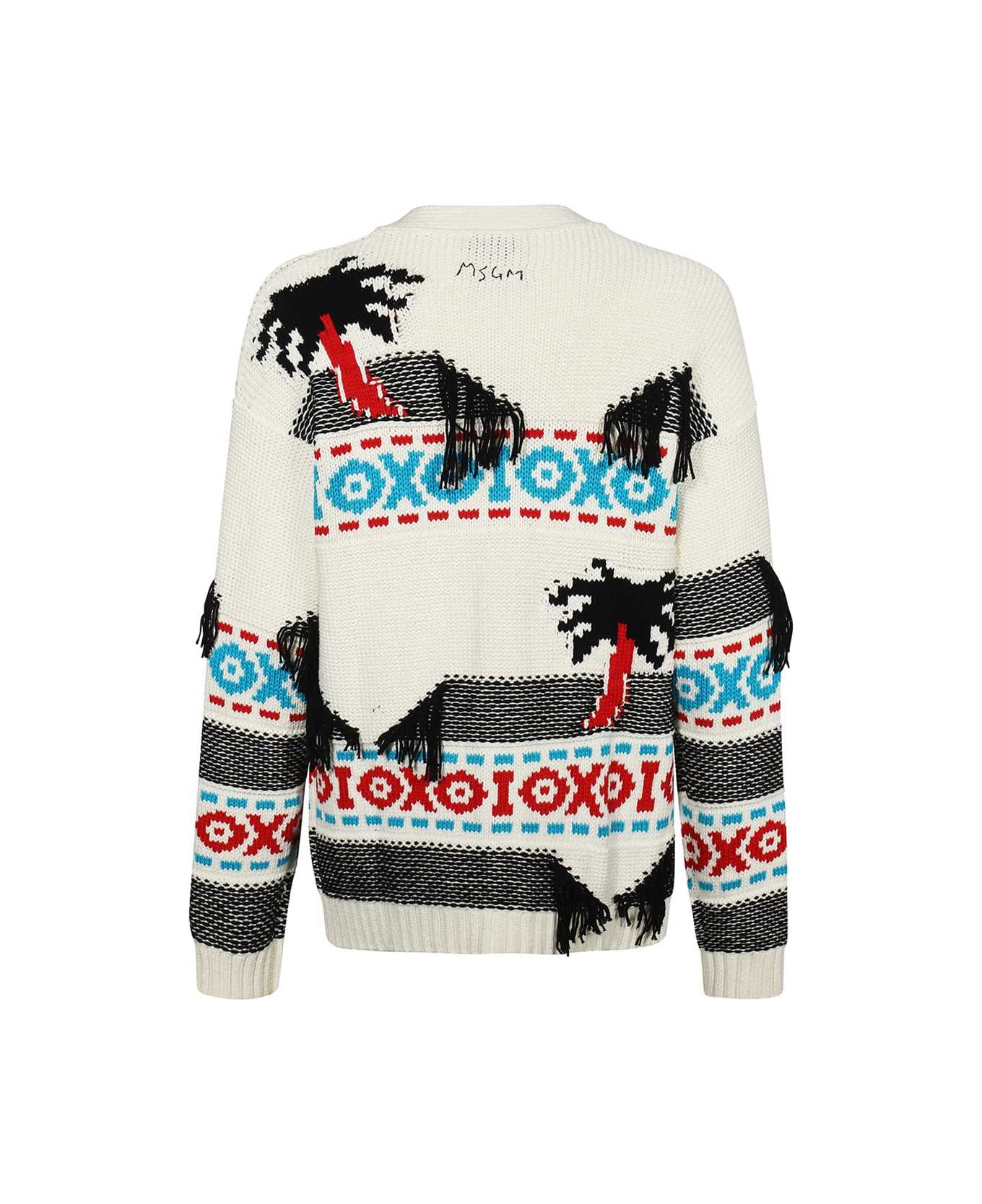 MSGM Cotton Fringed Cardigan - Ivory