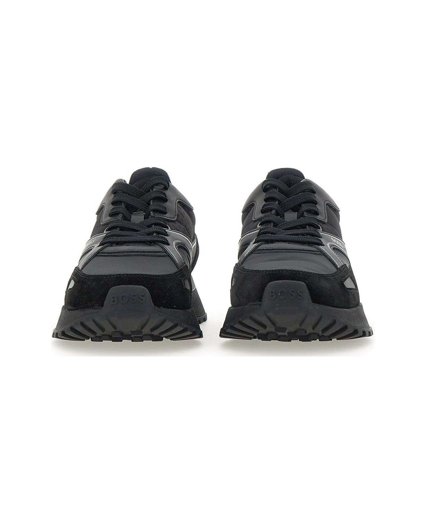 Hugo Boss Logo Embossed Lace-up Sneakers - Black