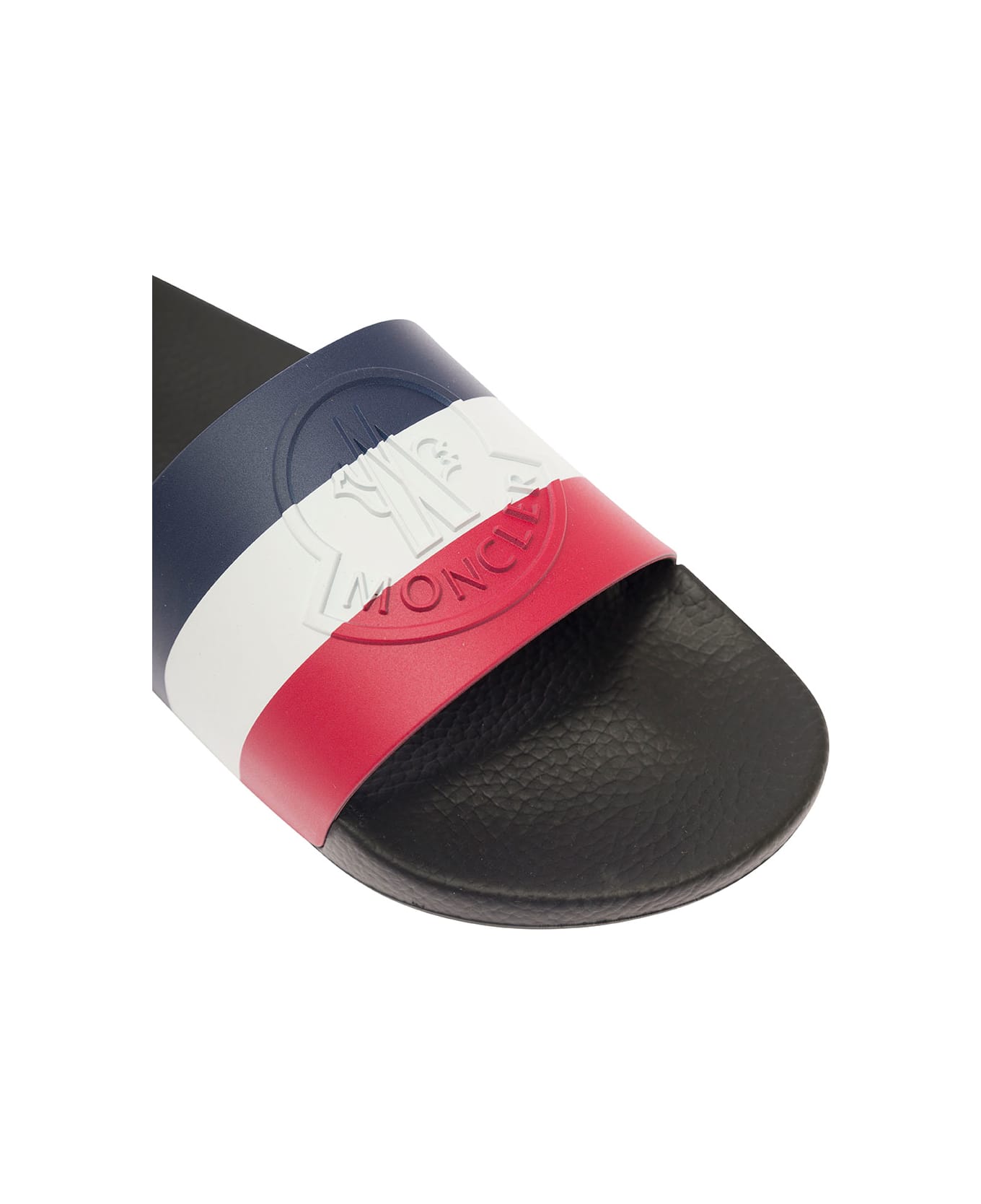 Moncler 'basile' Blue Slides With Tricolour Toe Strap In Rubber Man - Blu/rosso/bianco その他各種シューズ