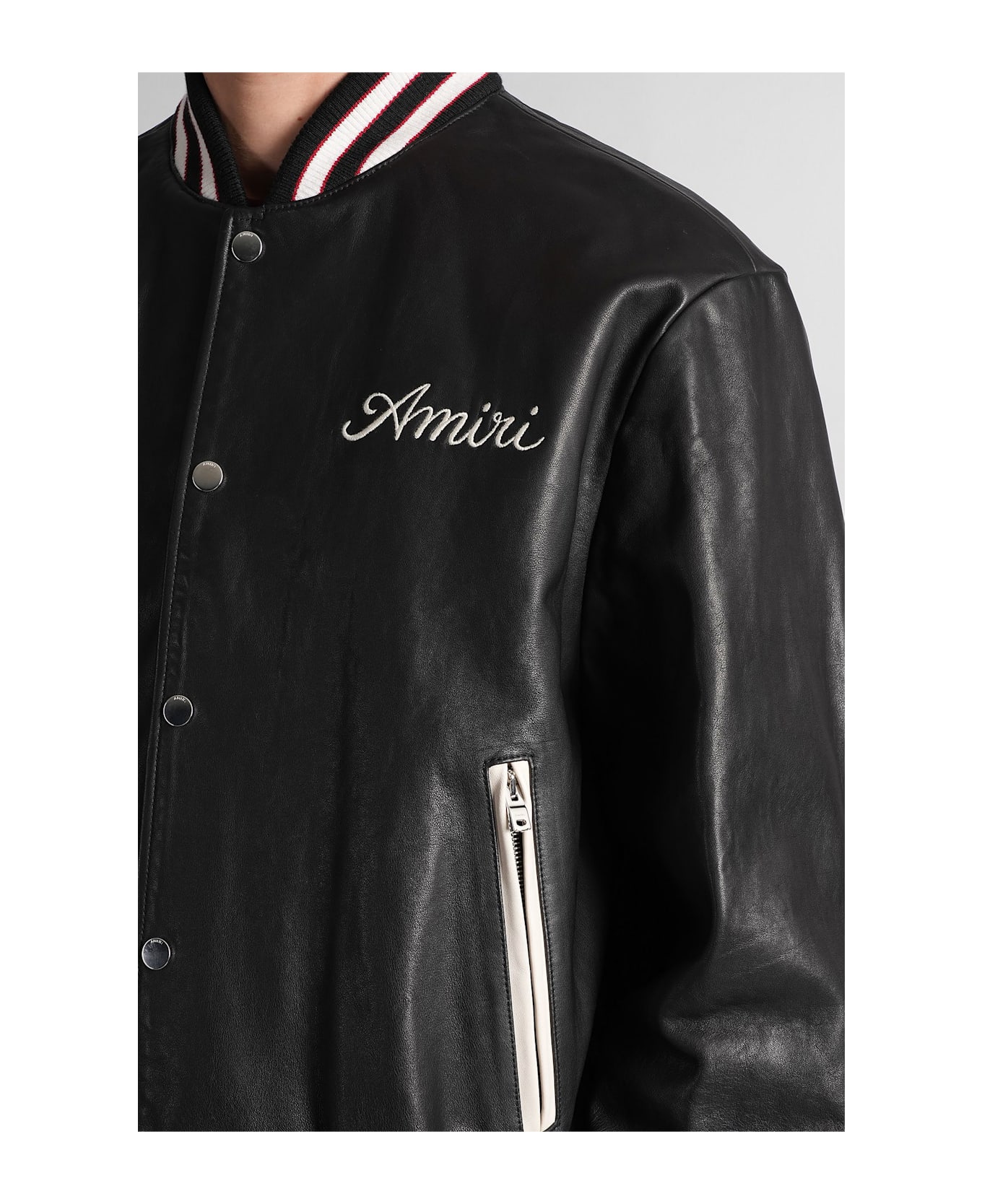 AMIRI Bomber Jacket In Black Leather - black