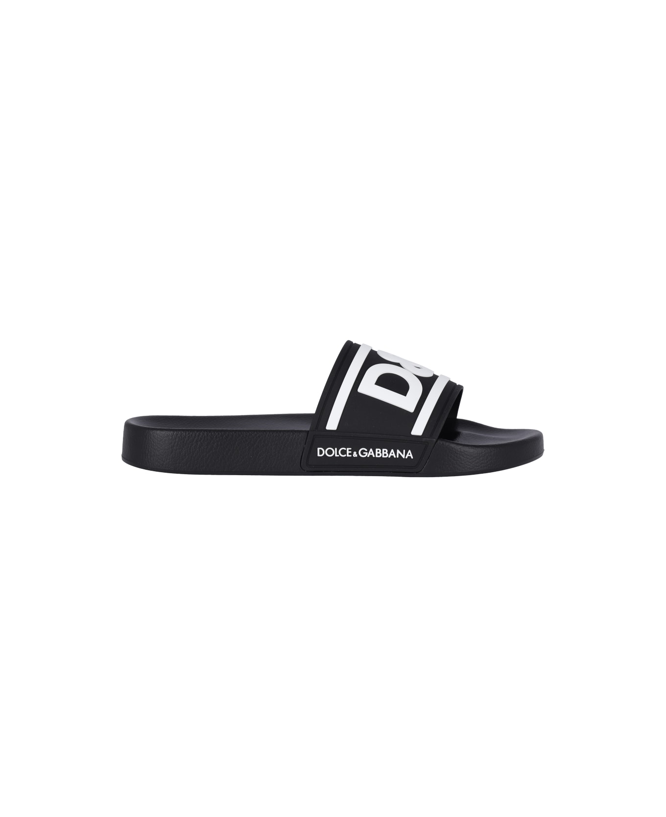 Dolce & Gabbana Slide Logo Sandals - Black  