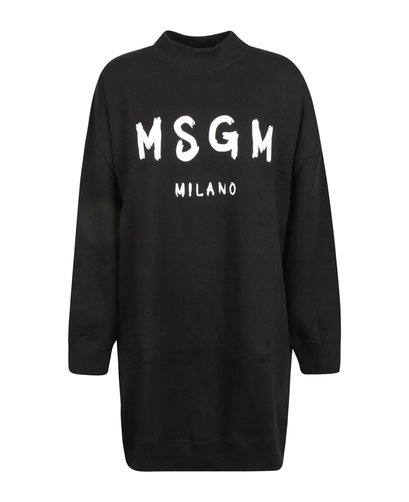 MSGM Logo-printed Crewneck Sweatshirt Dress - Black