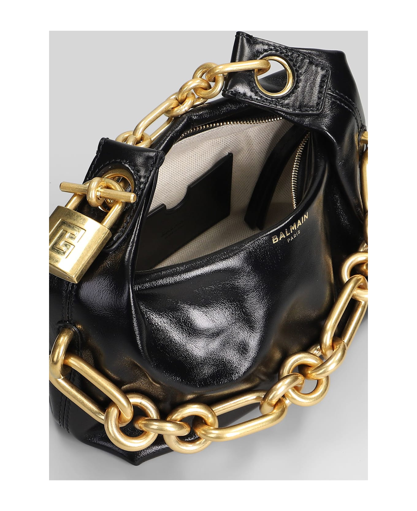 Balmain Sync Mini Shoulder Bag In Black Leather - black