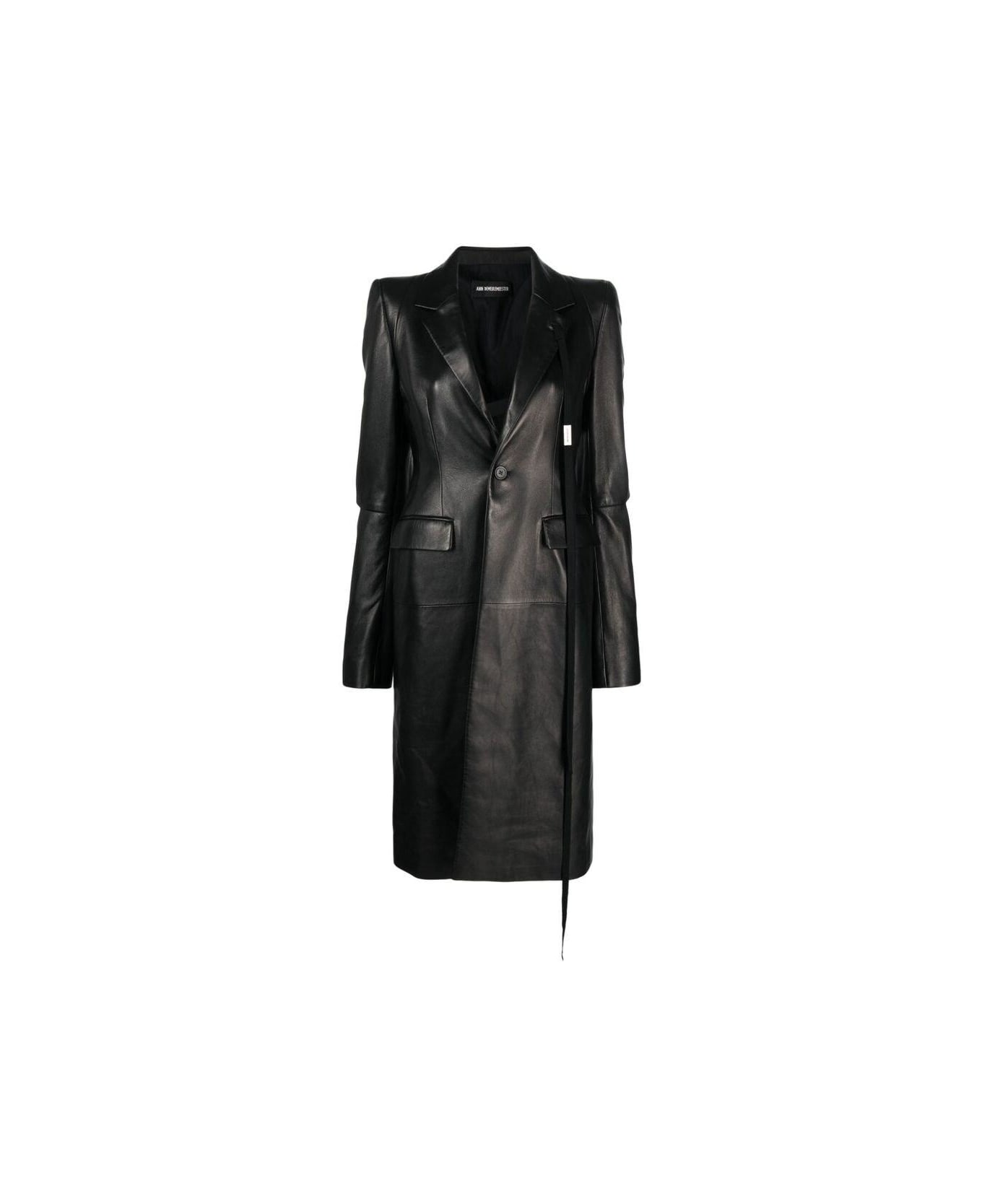 Ann Demeulemeester Collared Buttoned Coat - BLACK