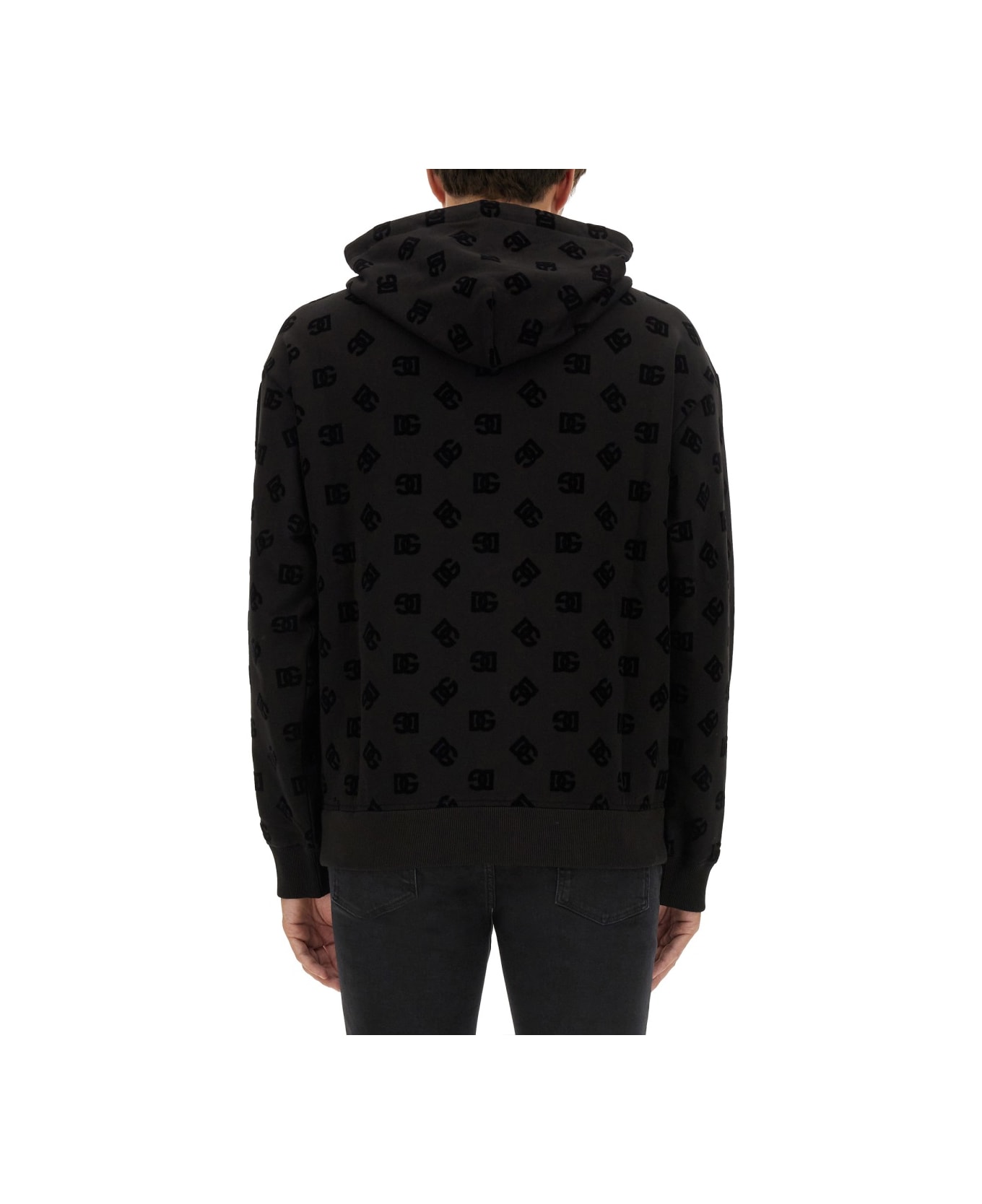 Dolce 
Gabbana Sweatshirt With Allover Logo - BLACK