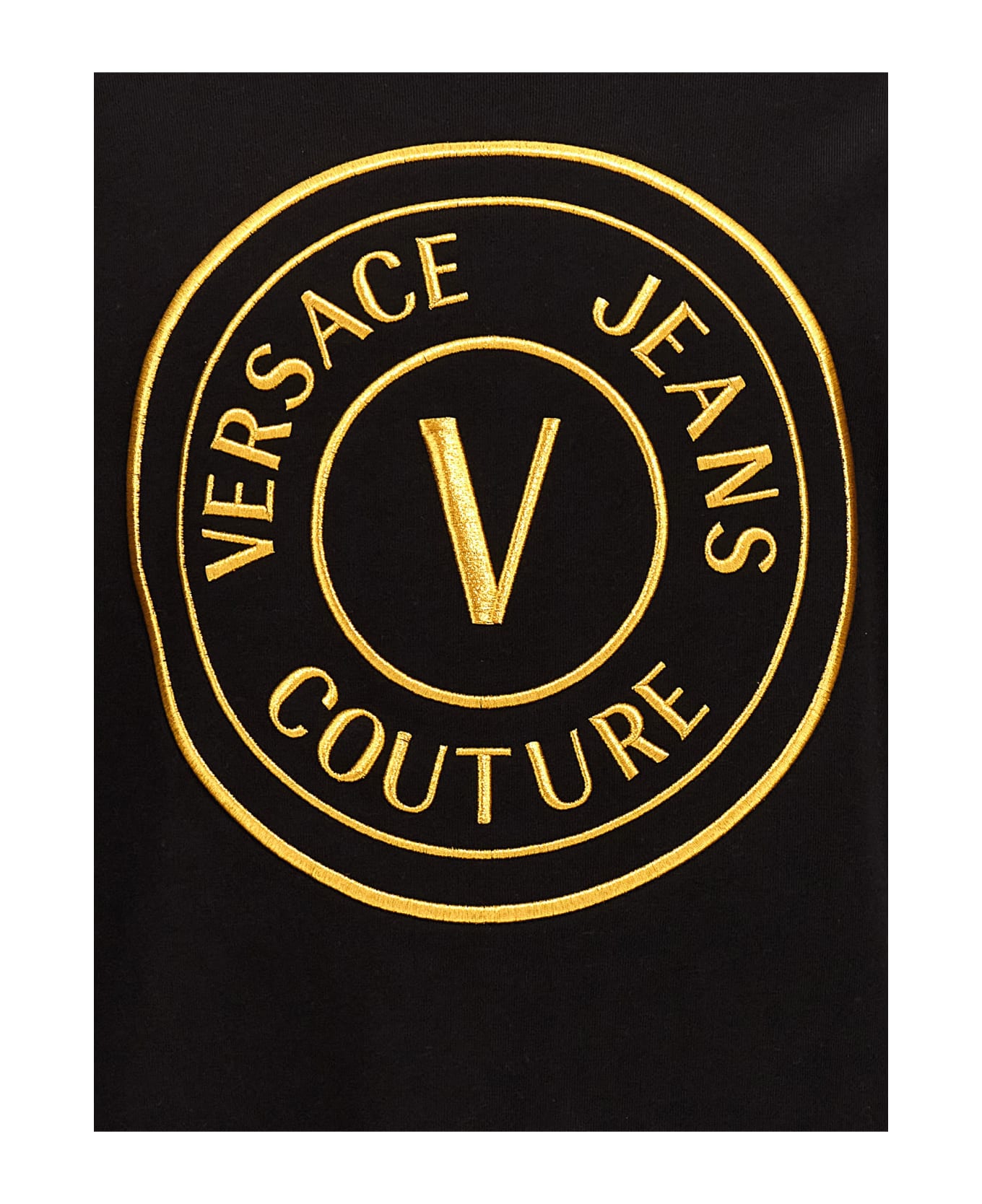 Versace Jeans Couture Logo Embroidered Rib Sweatshirt - BLACK/GOLD