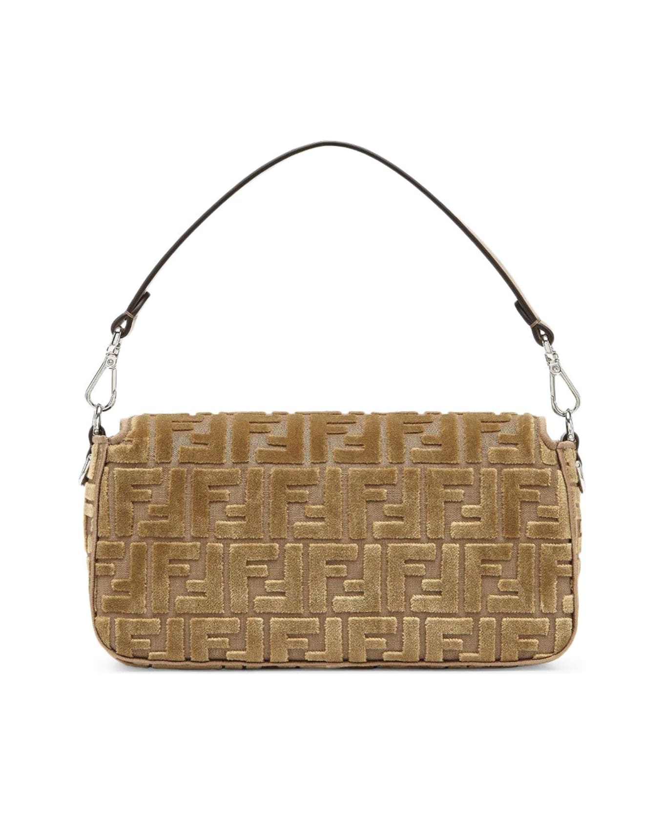 Fendi Monogrammed Logo Plaque Shoulder Bag - Nude & Neutrals