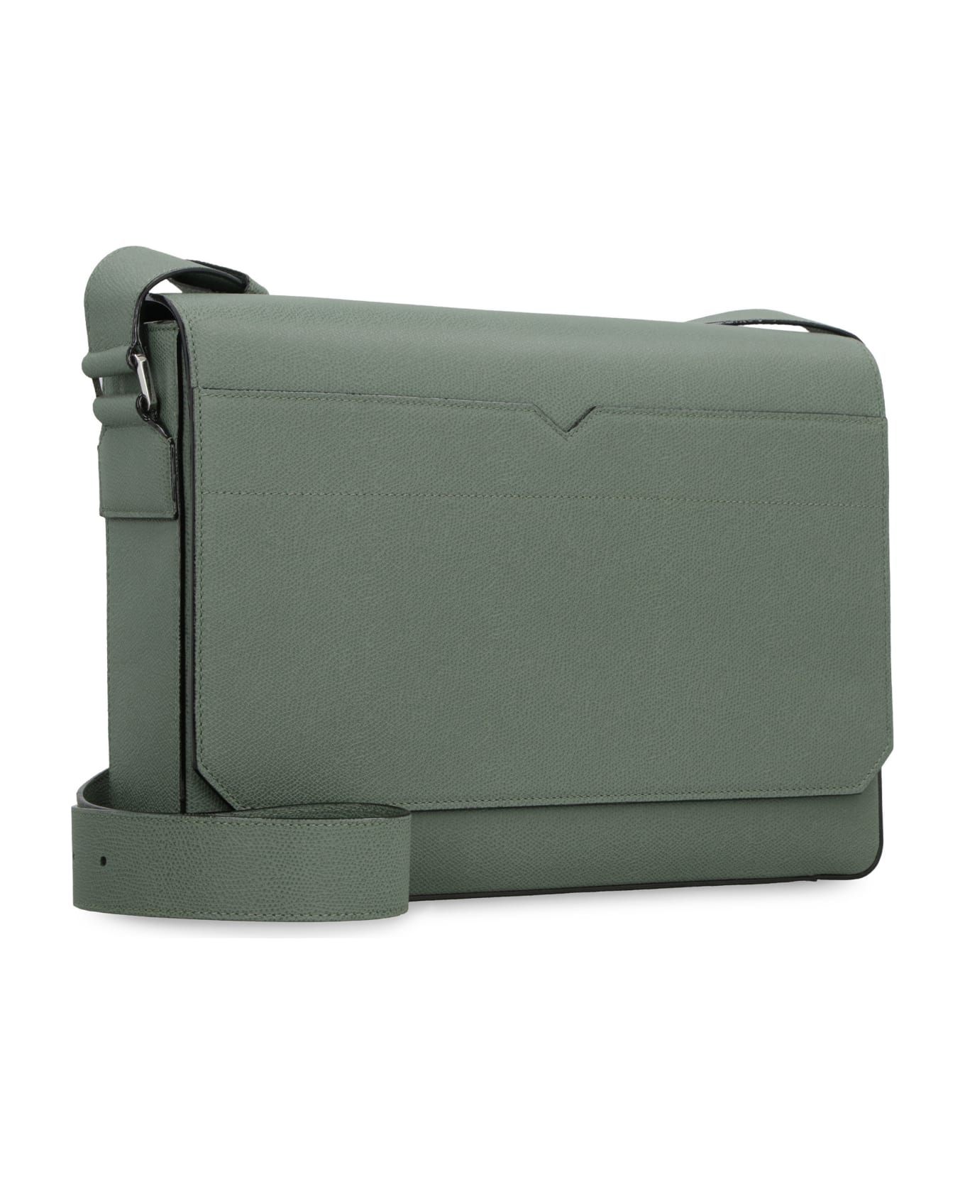 Valextra V-line Leather Messenger Bag - green