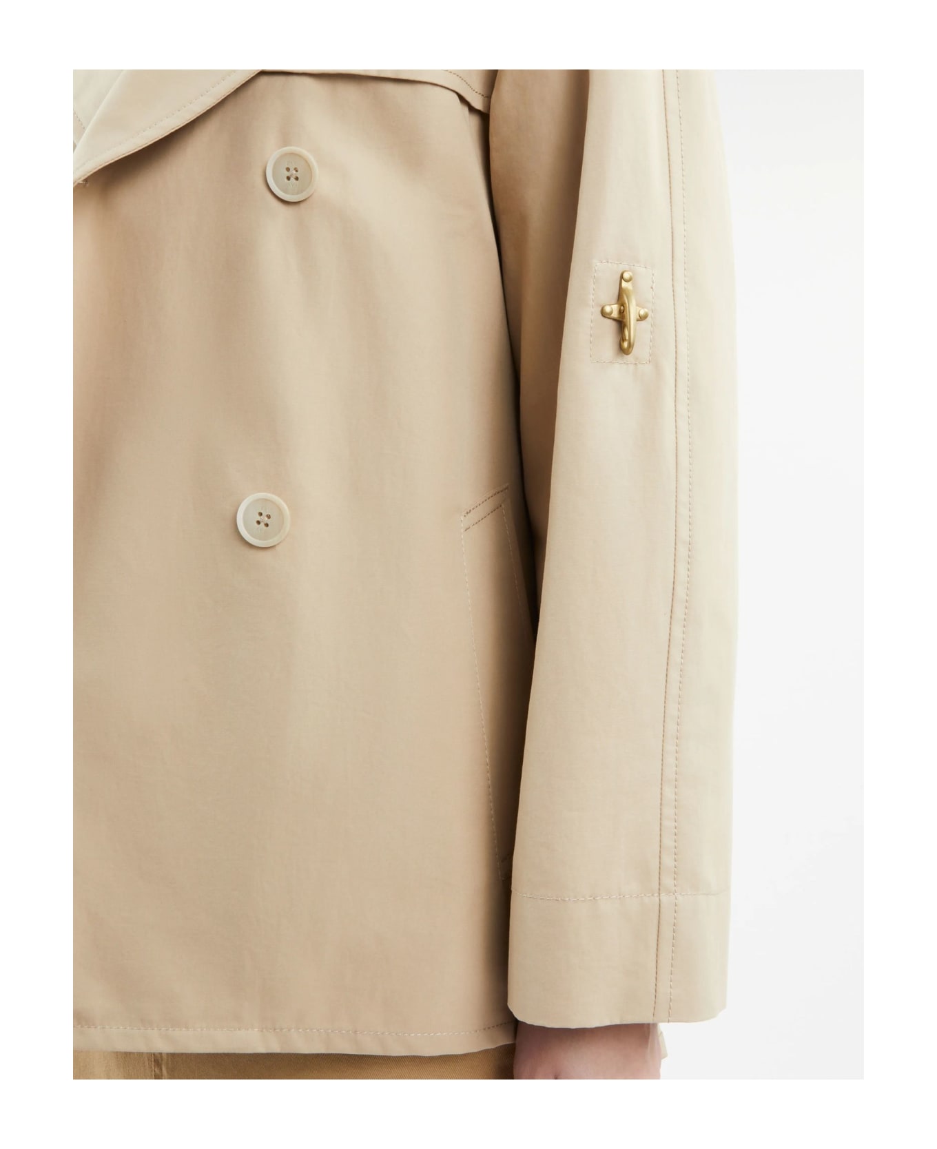 Fay Double-breasted Short Trench Coat In Cotton Twill - Beige