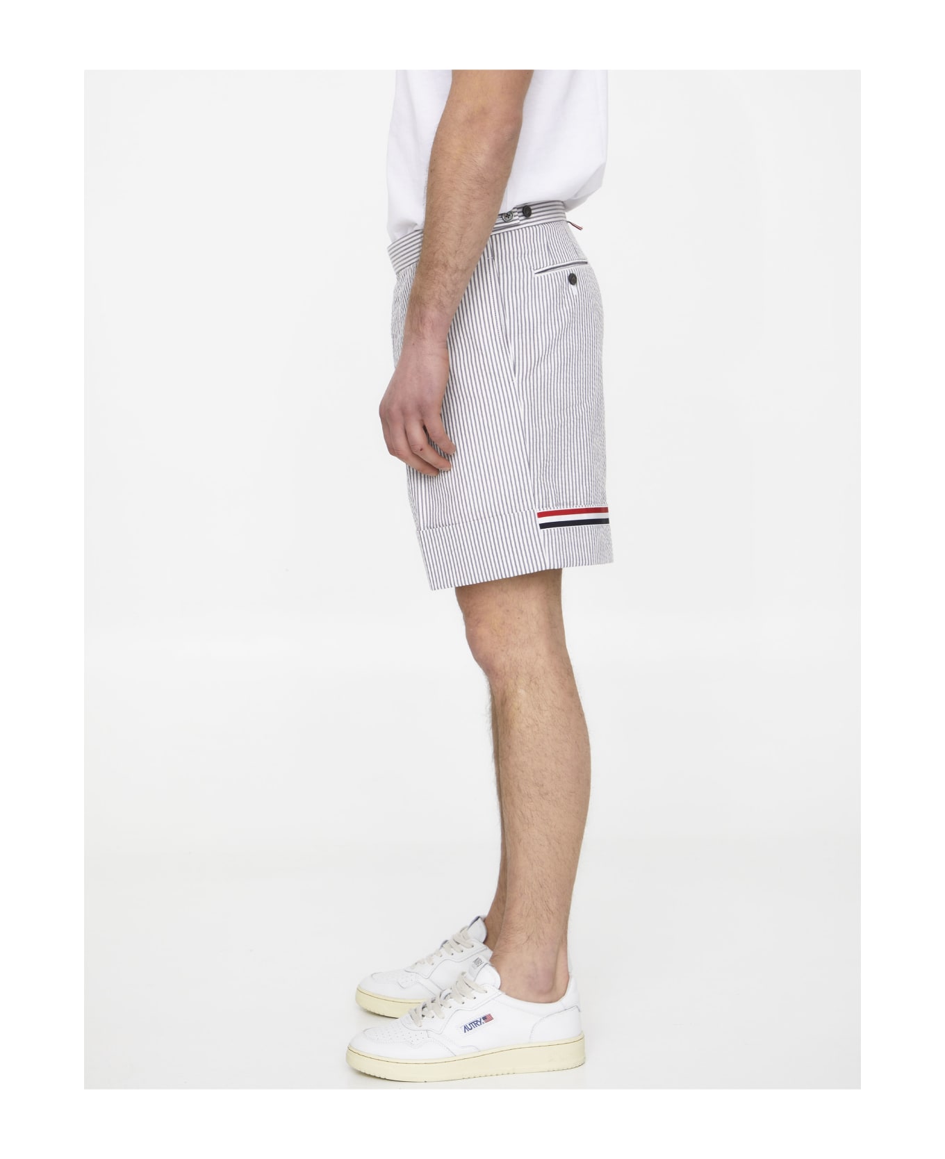 Thom Browne Cotton Seersucker Shorts - GREY ショートパンツ