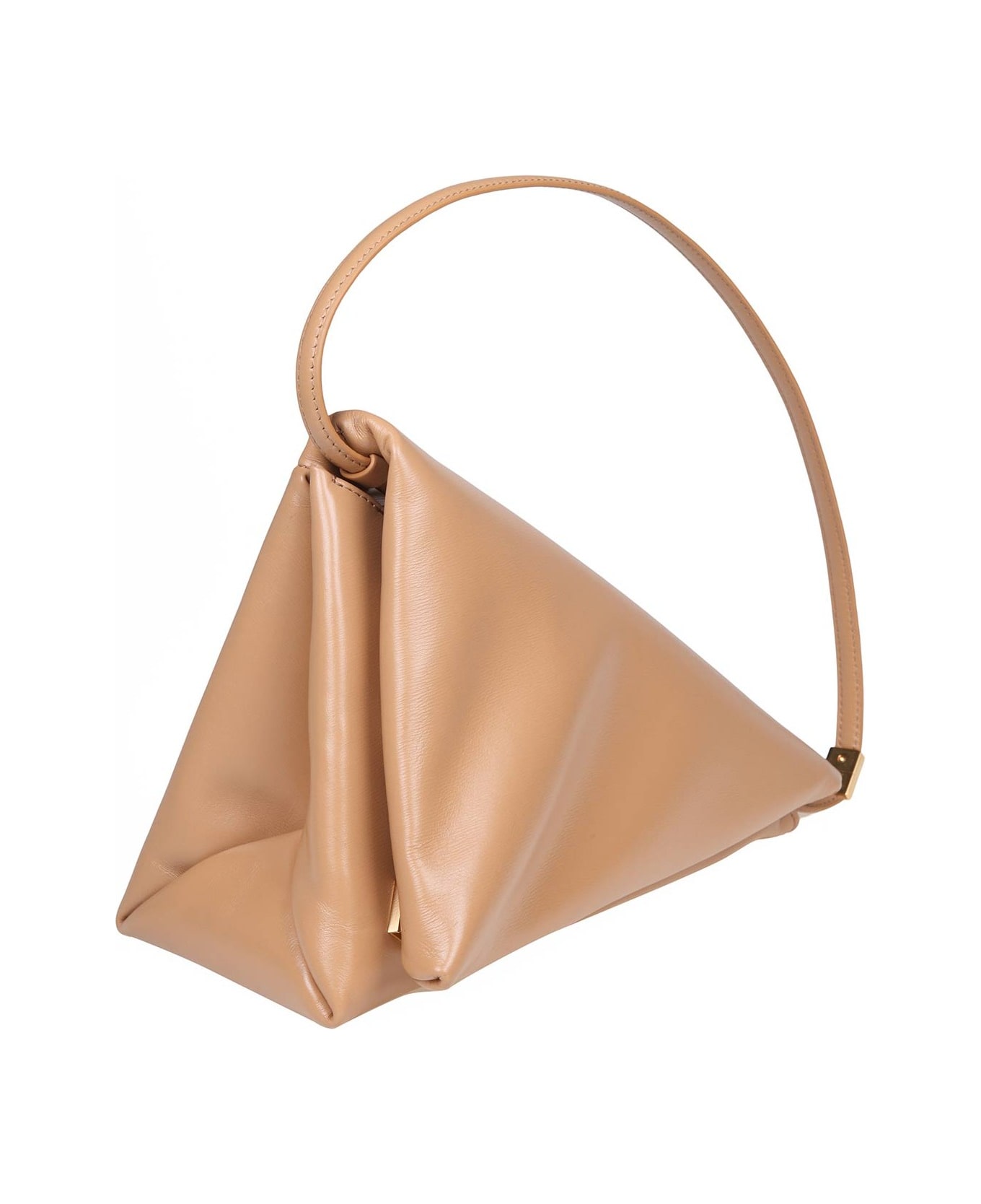 Marni Prisma Triangle Bag In Beige Leather - Neutro