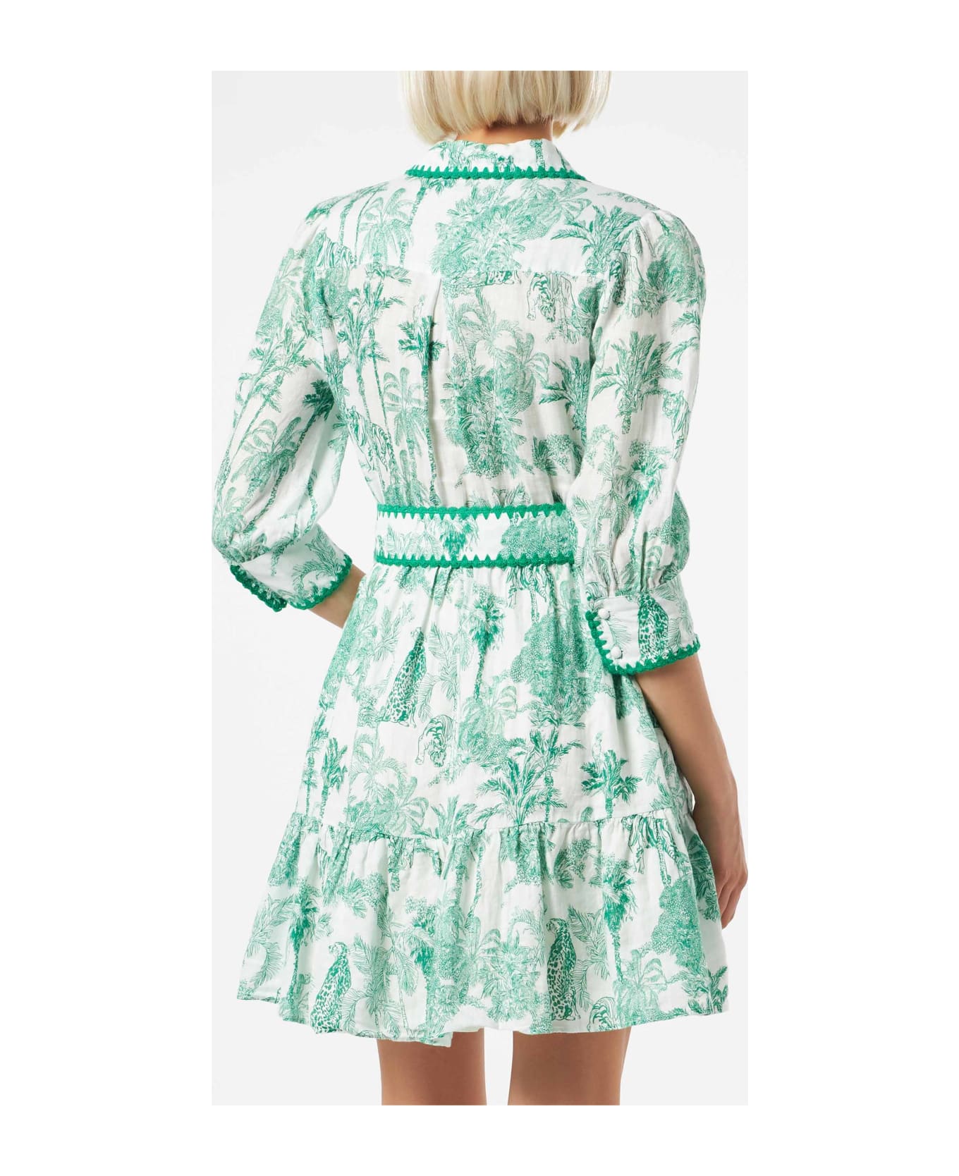 MC2 Saint Barth Jungle Print Linen Short Dress Daisy - GREEN ワンピース＆ドレス