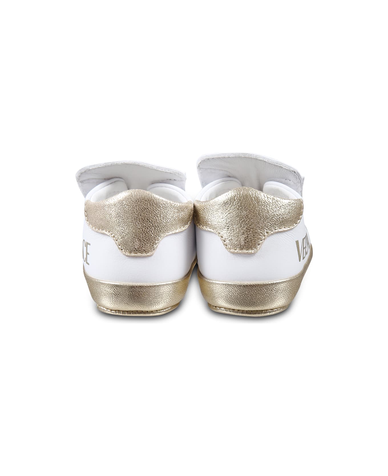 Versace White Sneakers For Babykids With Logo - White