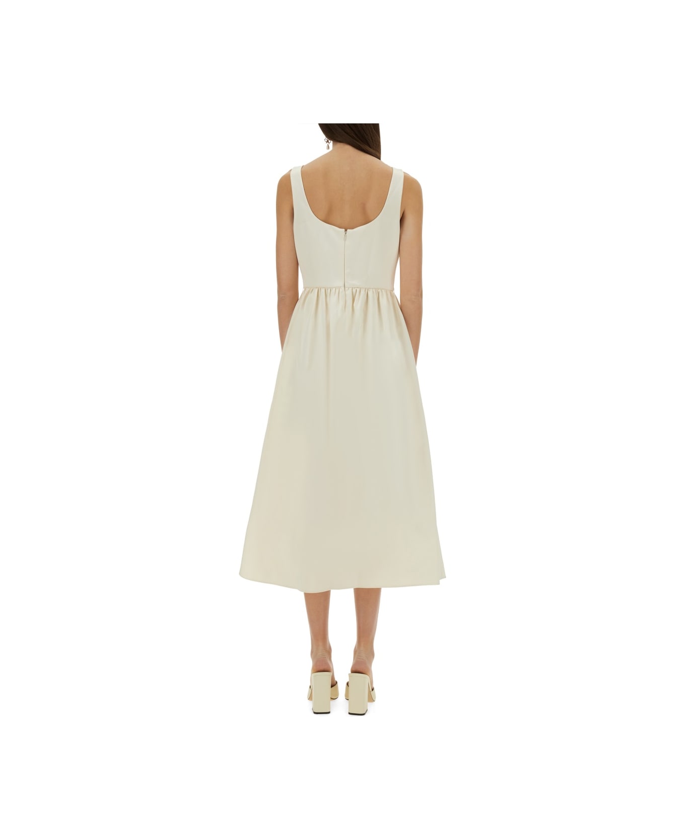 self-portrait Midi Dress With Floral Appliqués - IVORY