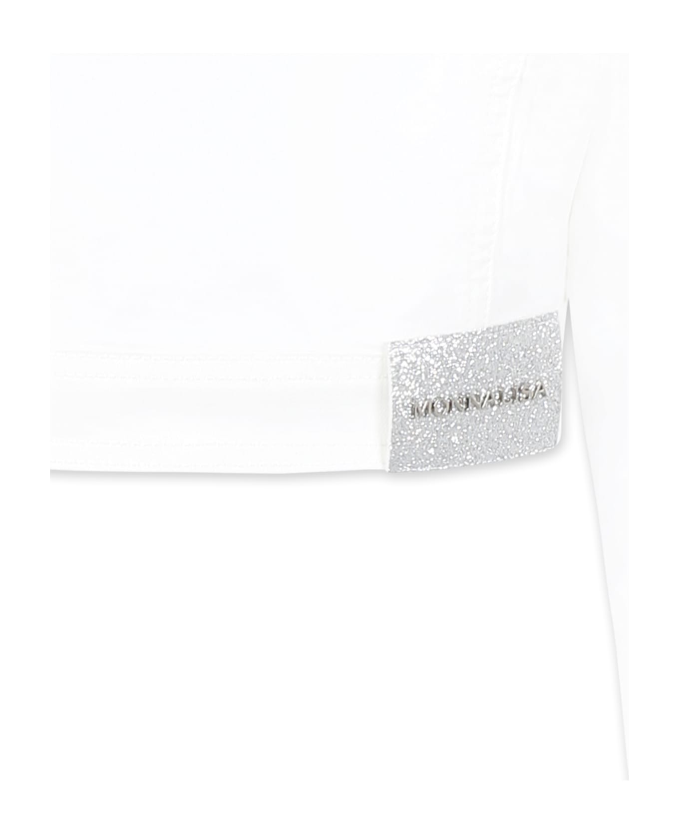 Monnalisa White Cropped Denim Jacket For Girl - White