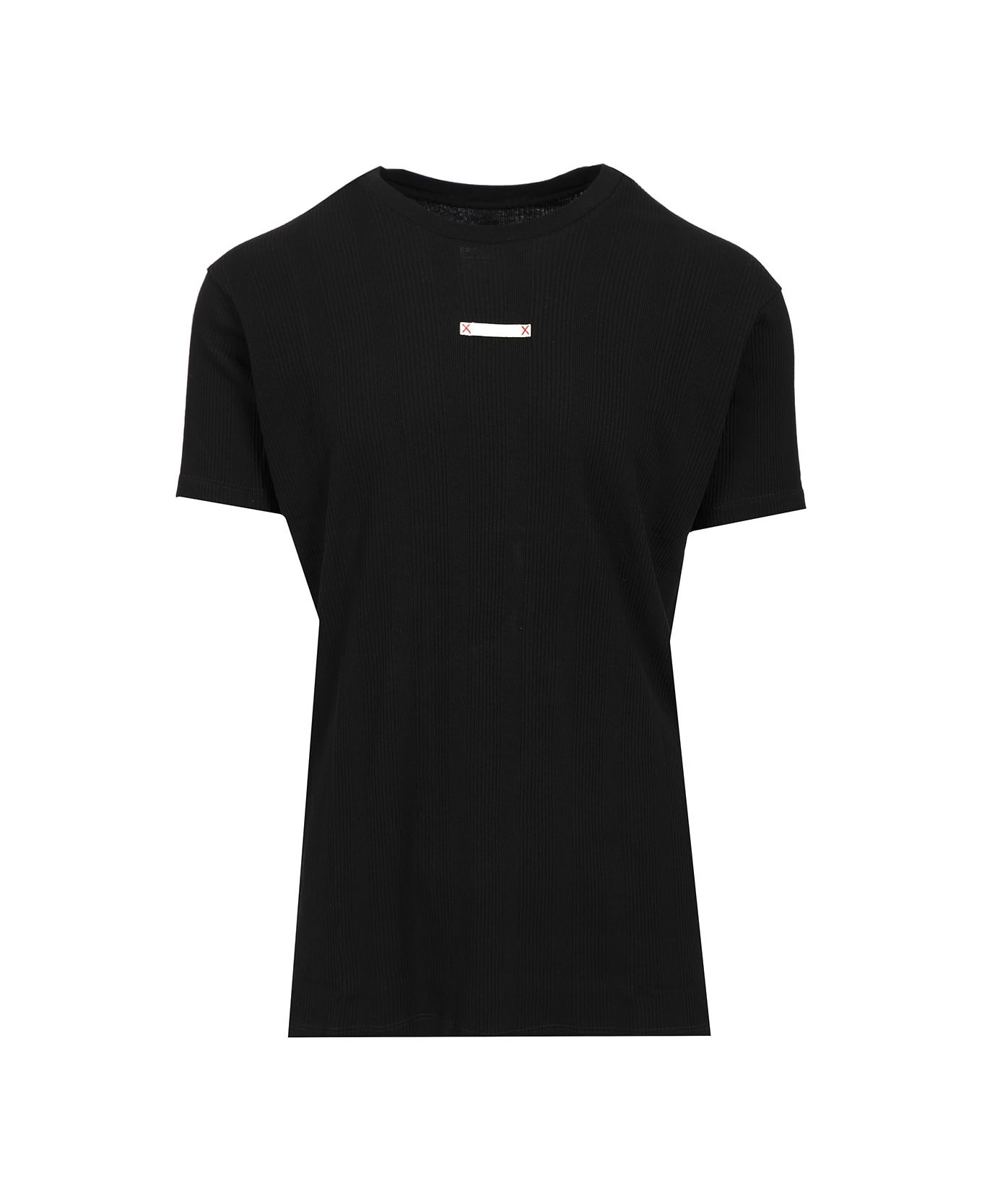 Maison Margiela T-shirt With Ribbed Fabric - Black