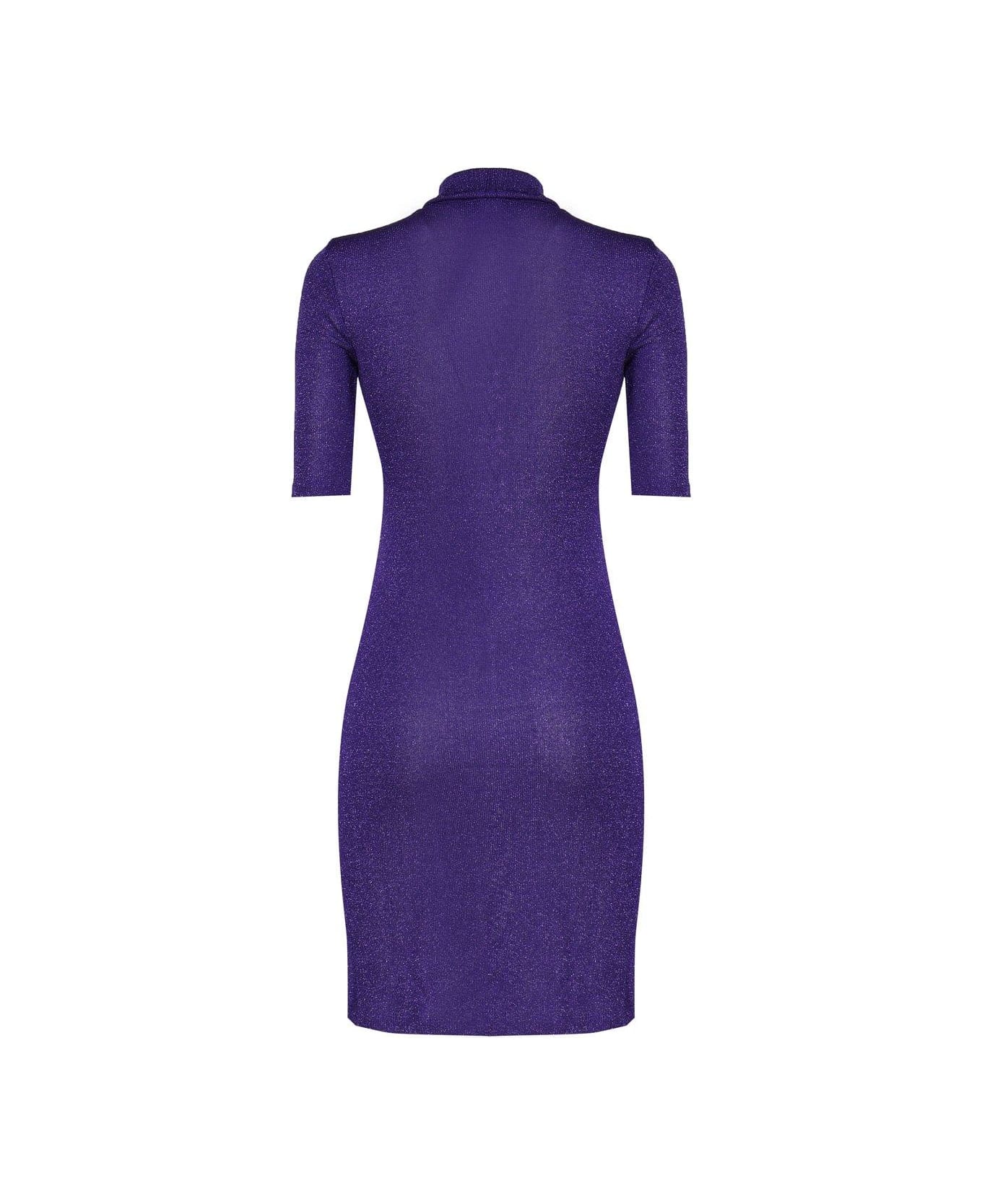 SportMax High Neck Short-sleeved Dress - Purple