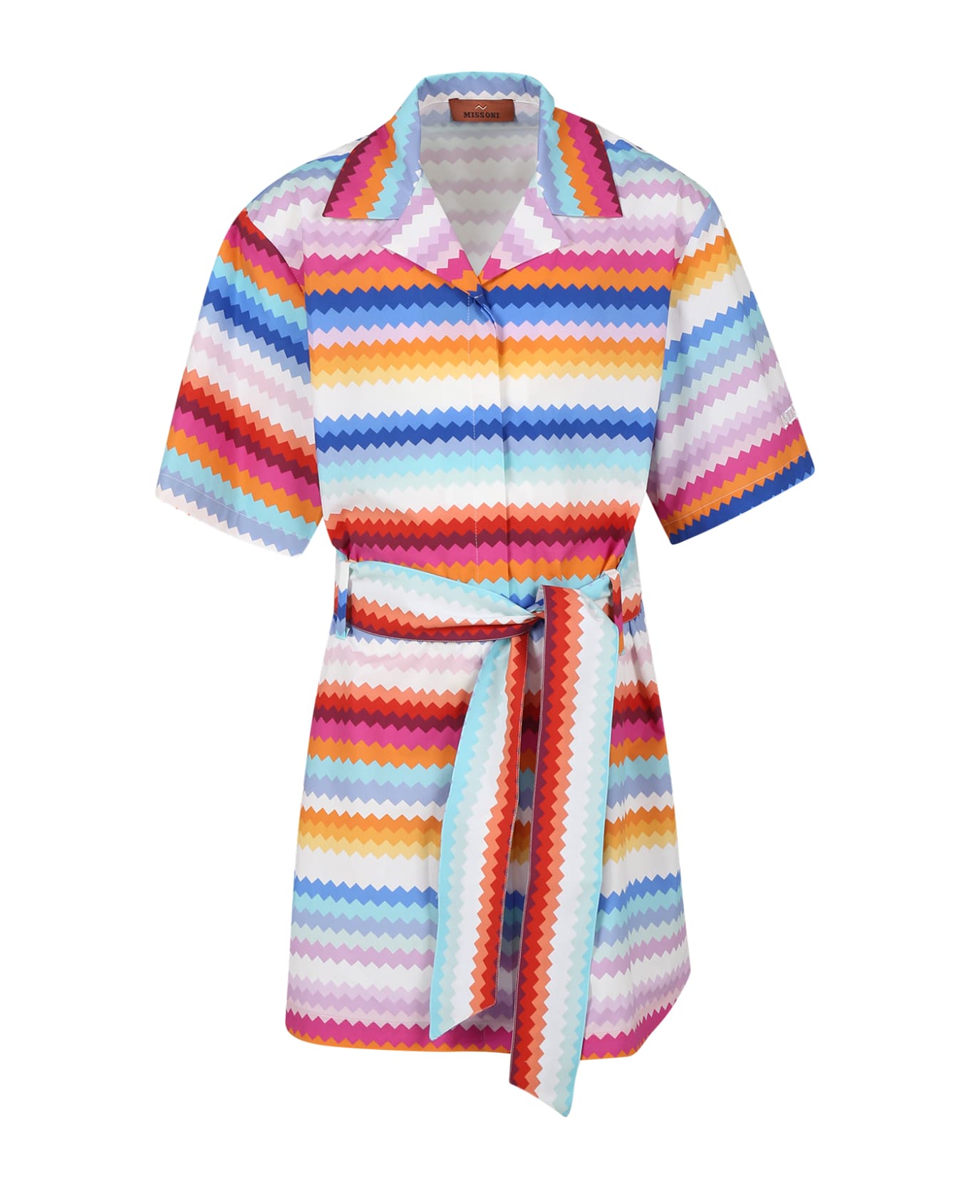Missoni White Dress For Girl With Chevron Pattern - Multicolor