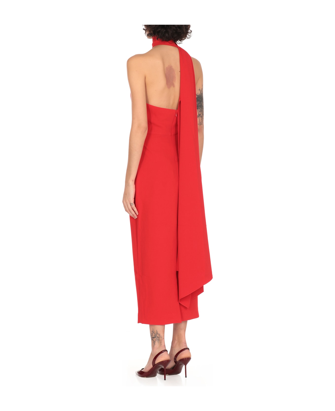 Solace London Samira Midi Dress - Red