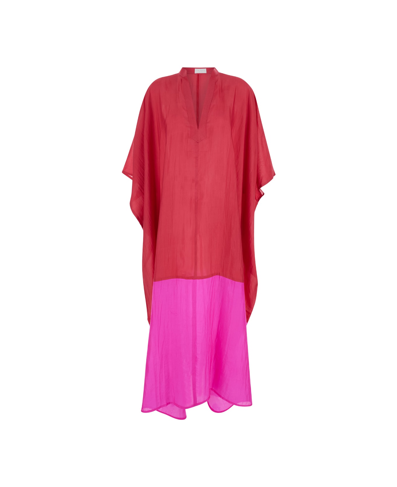 The Rose Ibiza Red And Pink Maxi Dress In Silk Woman - Multicolor