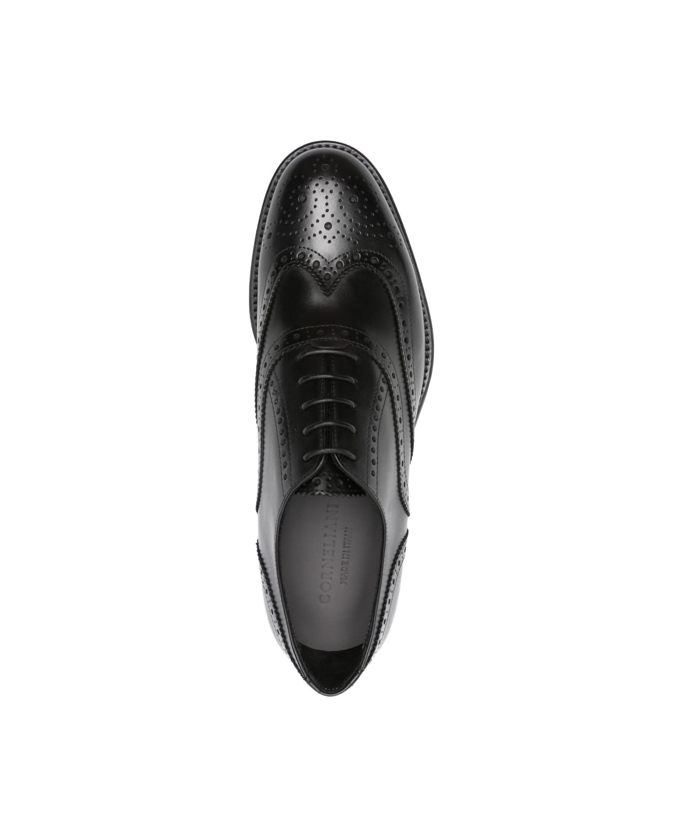 Corneliani Black Leather Brogue Lace-ups - Black