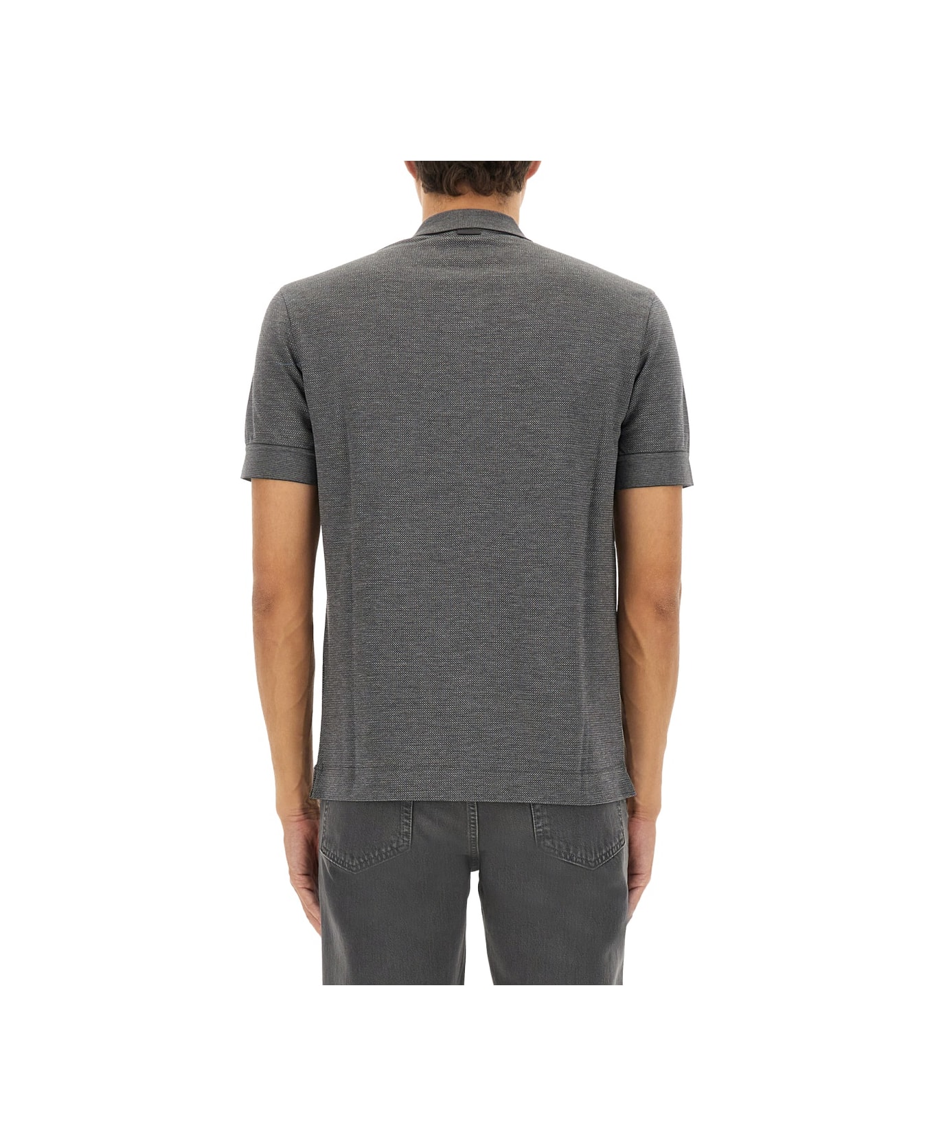 Zegna Cotton Blend Polo Shirt - GREY