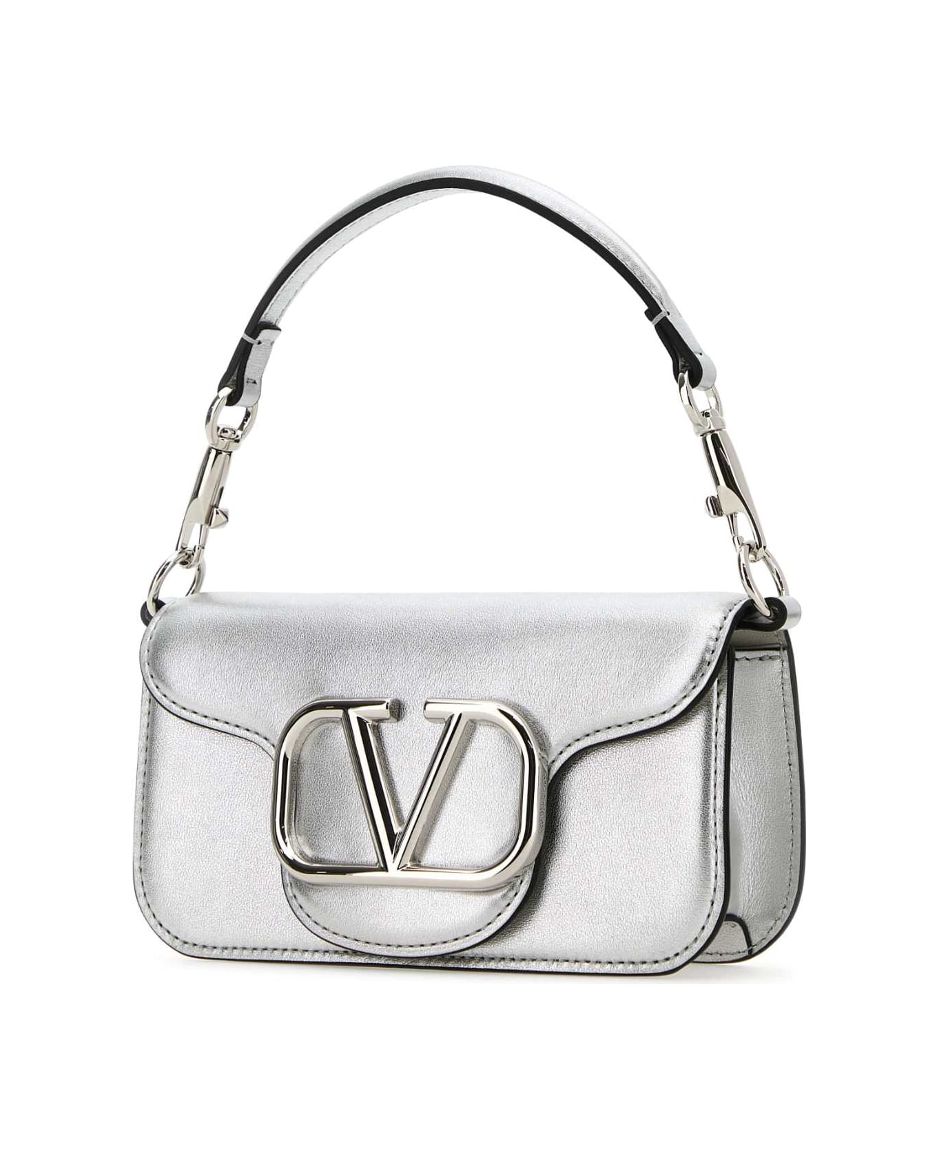 Valentino Garavani Silver Leather Locã² Handbag - SILVER