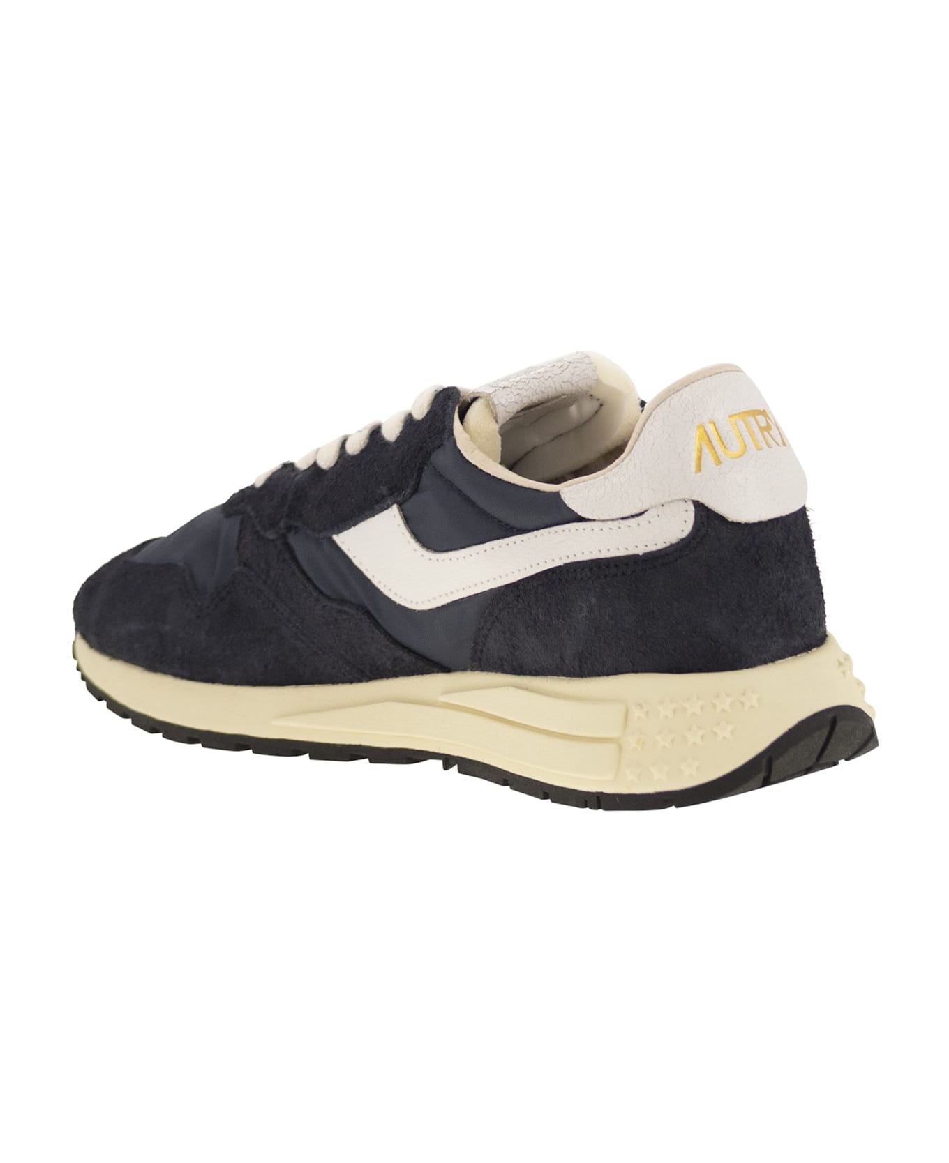 Autry Reelwind - Suede And Technical Textile Trainer - Night Blue