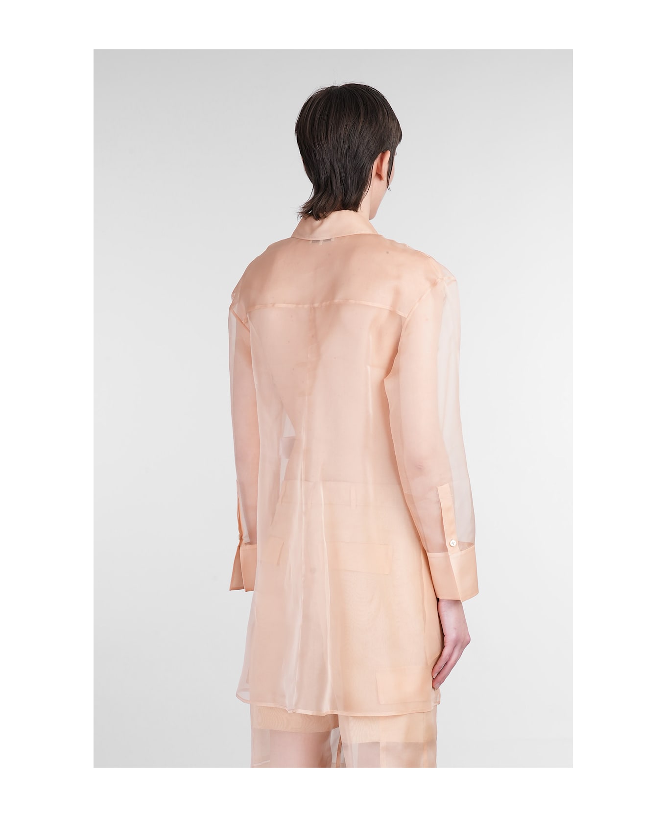 Del Core Shirt In Rose-pink Silk - rose-pink