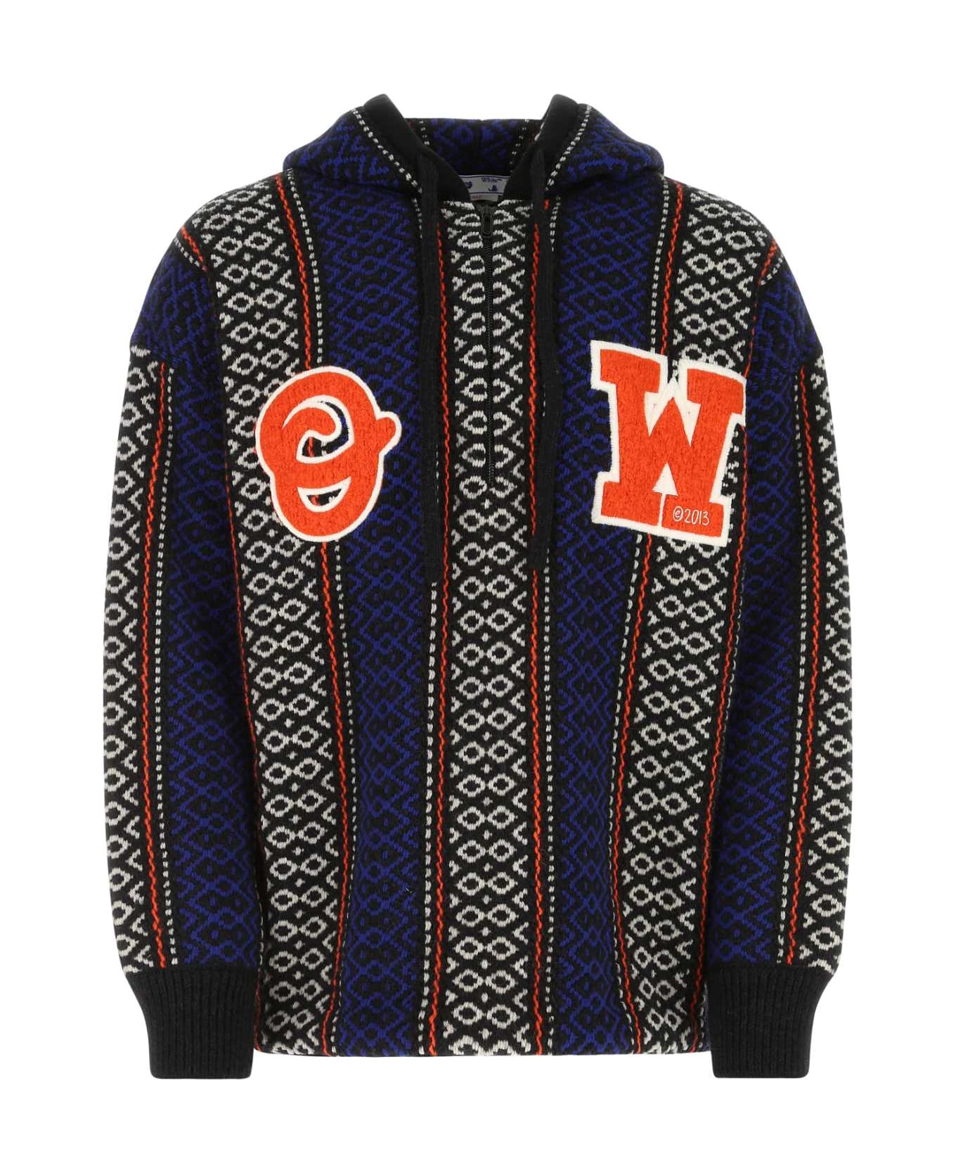 Off-White Embroidered Wool Blend Oversize Sweater - 6020