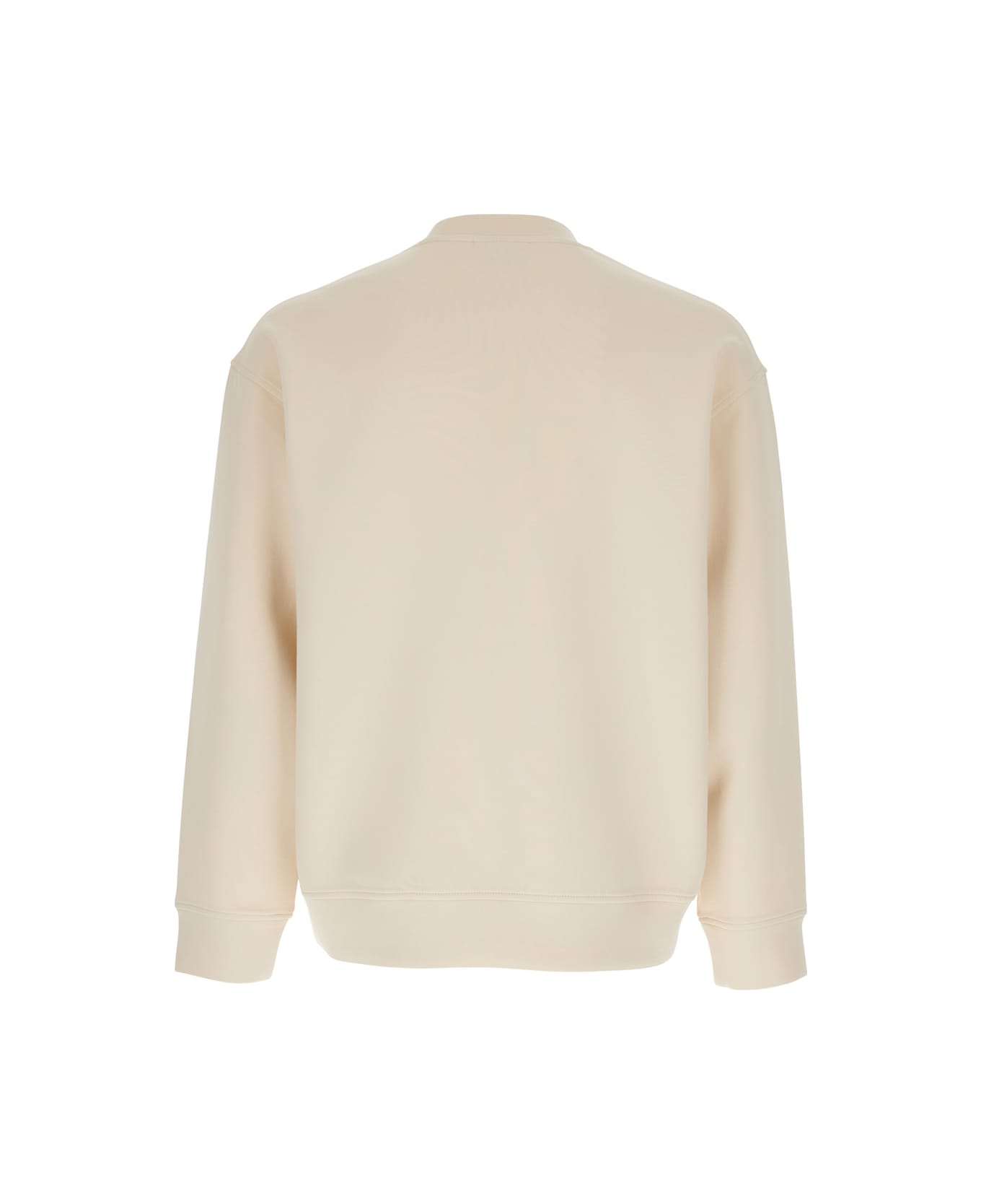 Emporio Armani White Crewneck Sweatshirt With Maxi Logo Lettering On The Front In Cotton Blend Stretch Man - White