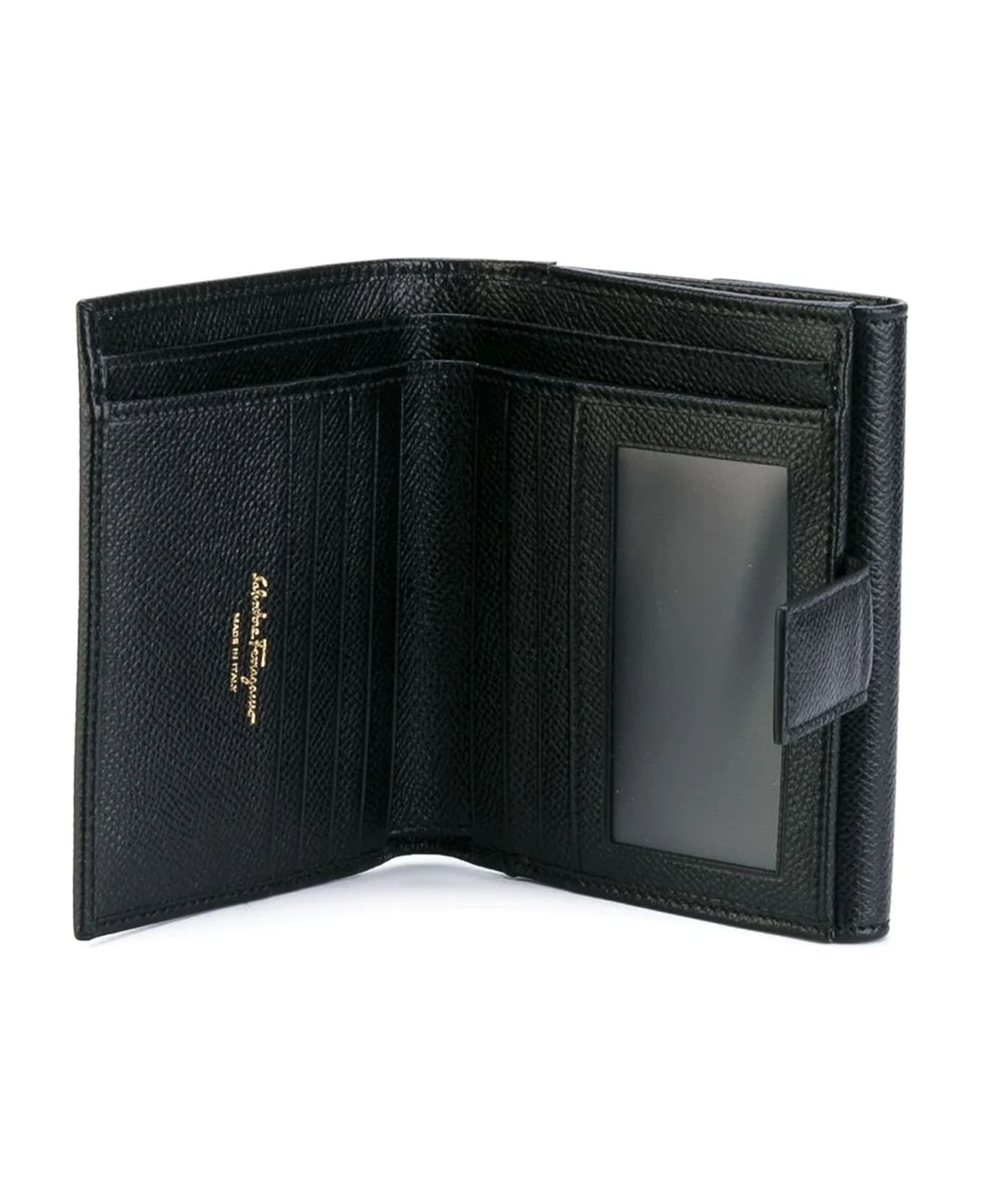 Ferragamo Black Leather Wallet - Black 財布