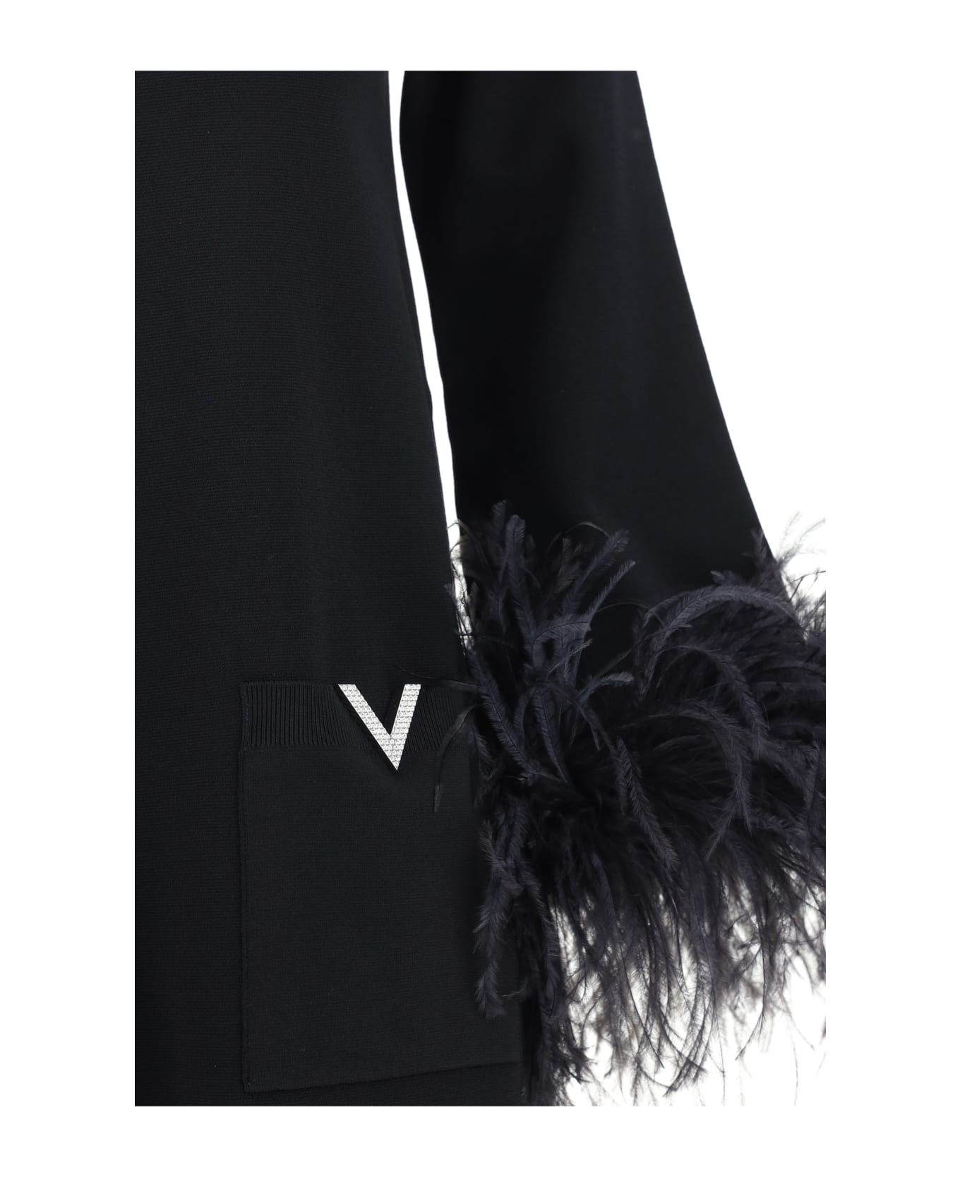 Valentino Black Viscose Feather Sweater - Nero