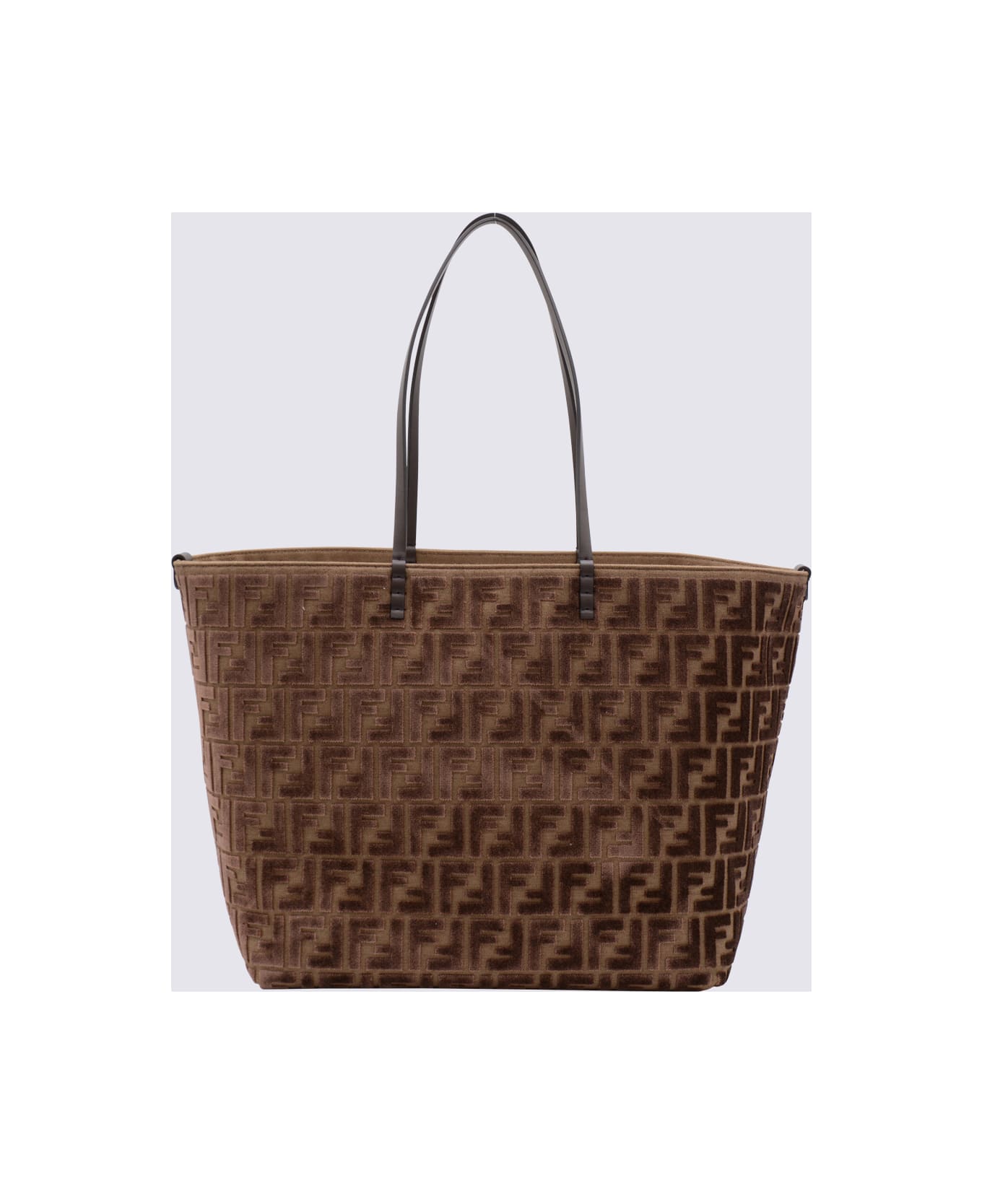 Fendi Brown Roll Large Zucca Velvet Tote - CHOCOLATE+OS