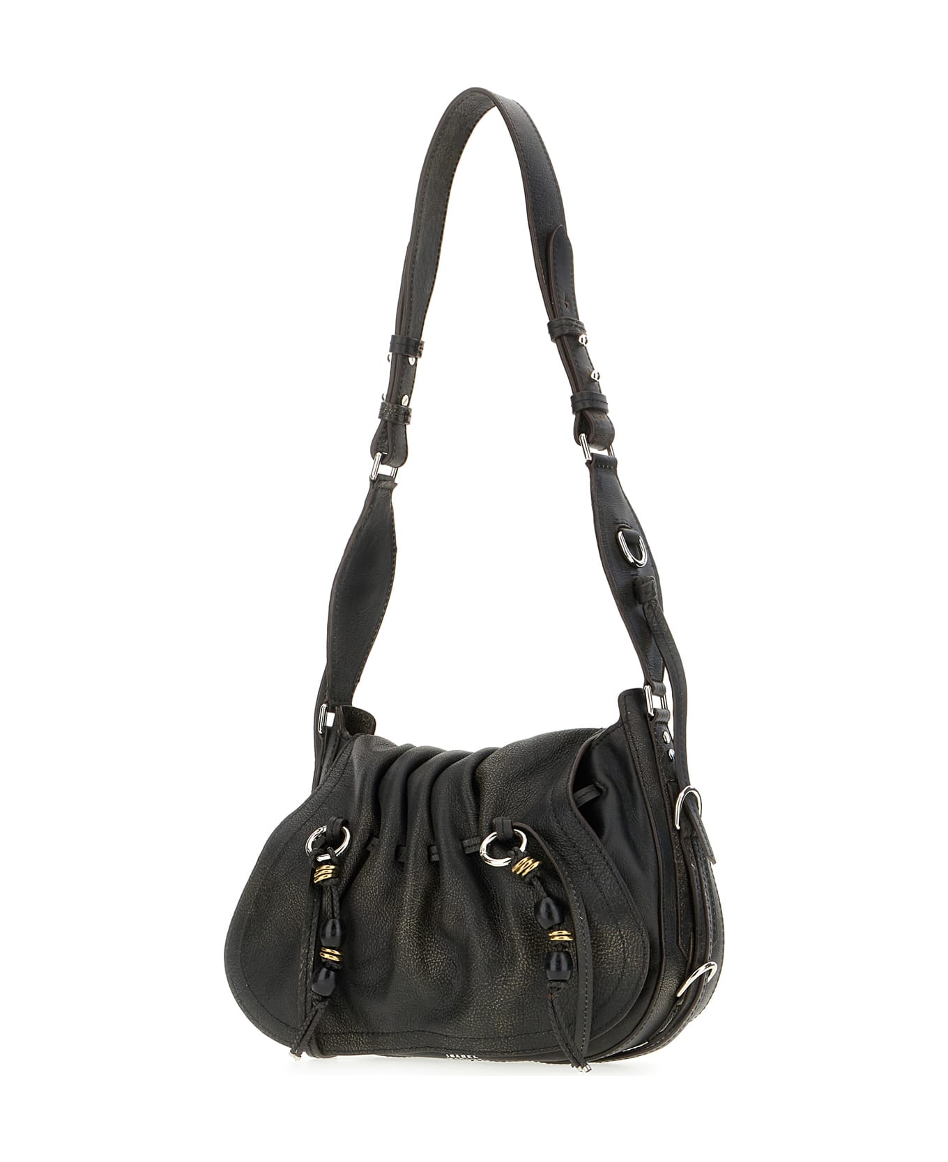 Isabel Marant Dark Brown Leather Shoulder Bag - BLACK