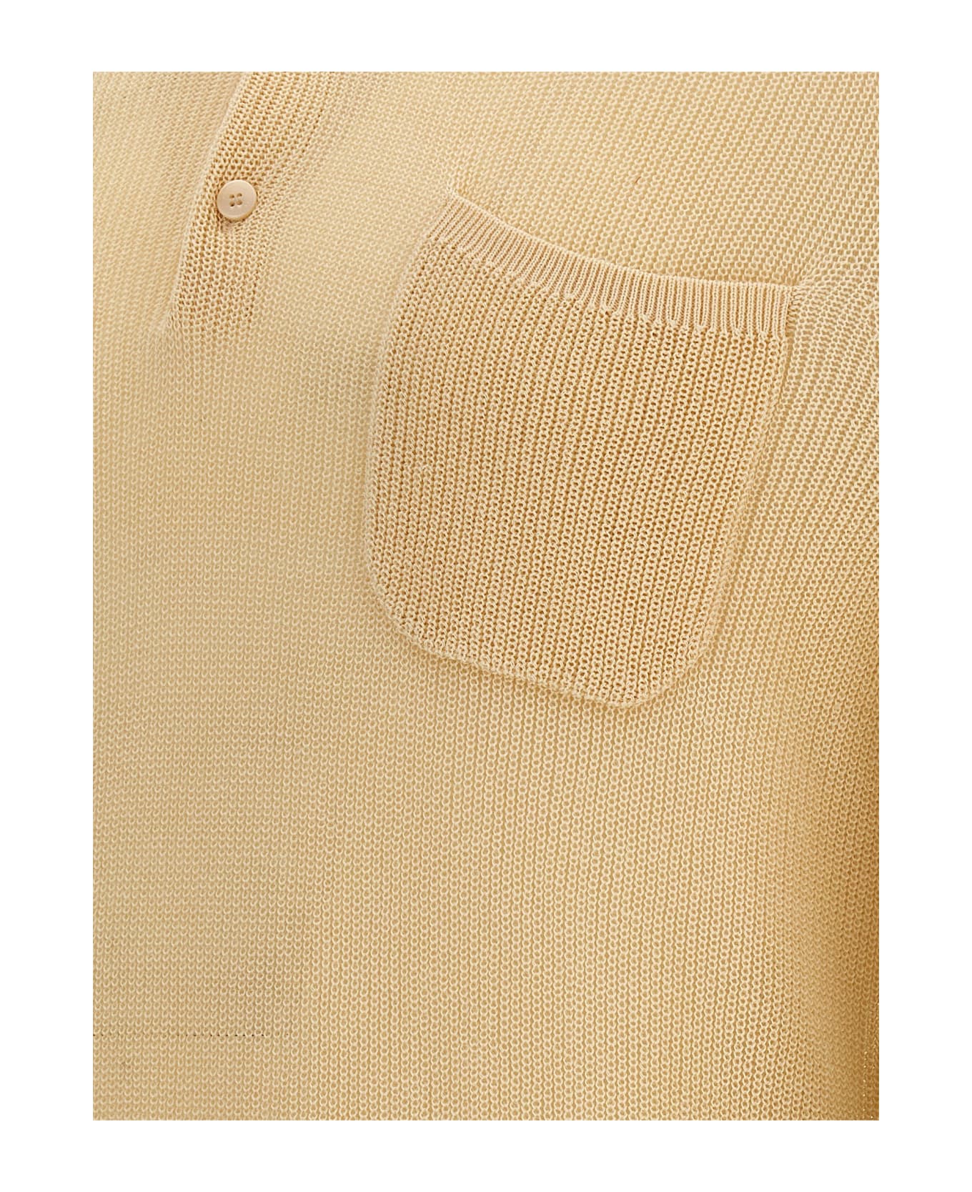 Ballantyne Cotton Knit Polo Shirt - Beige