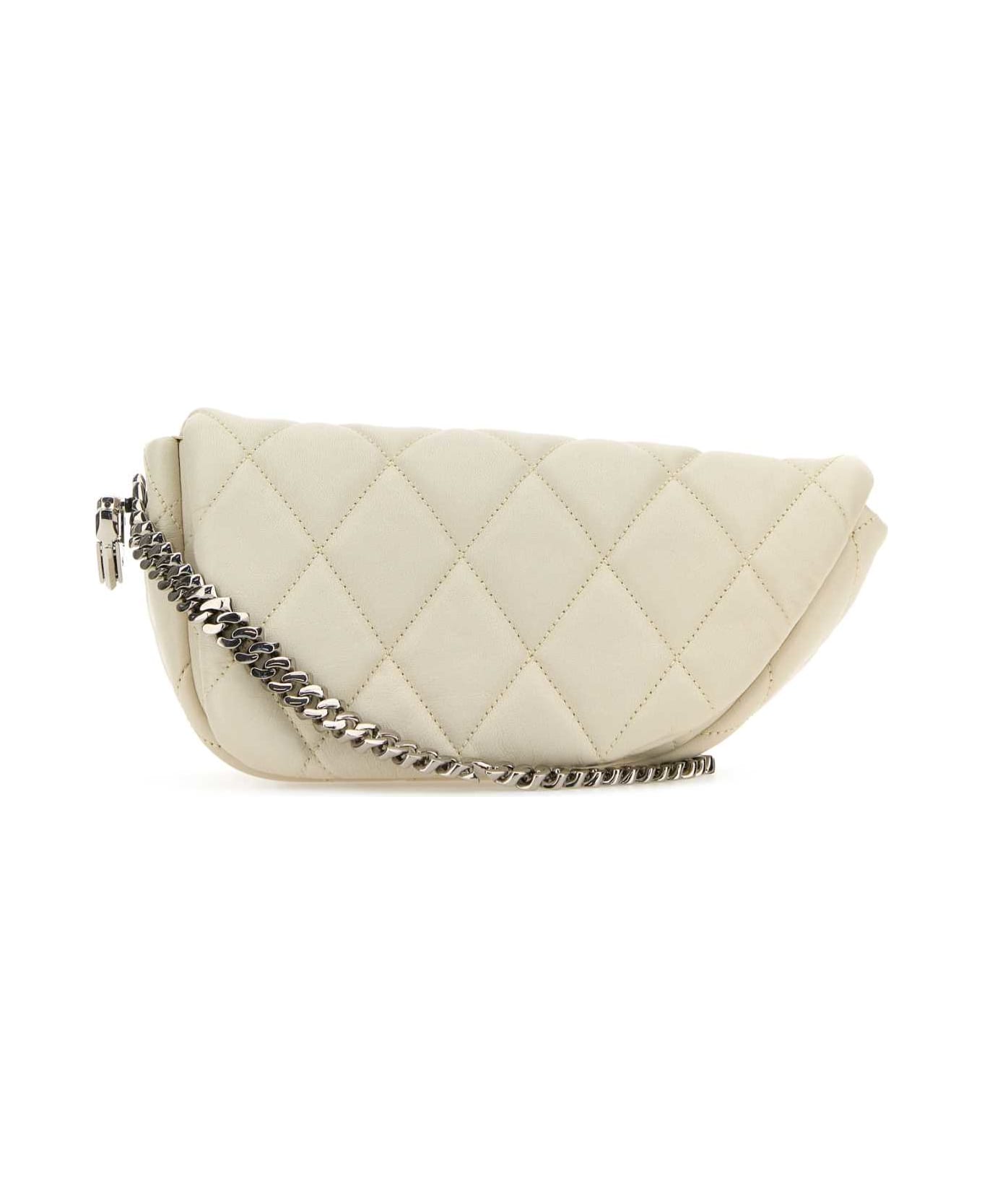 Burberry White Leather Shield Lock Shoulder Bag - ALMOND