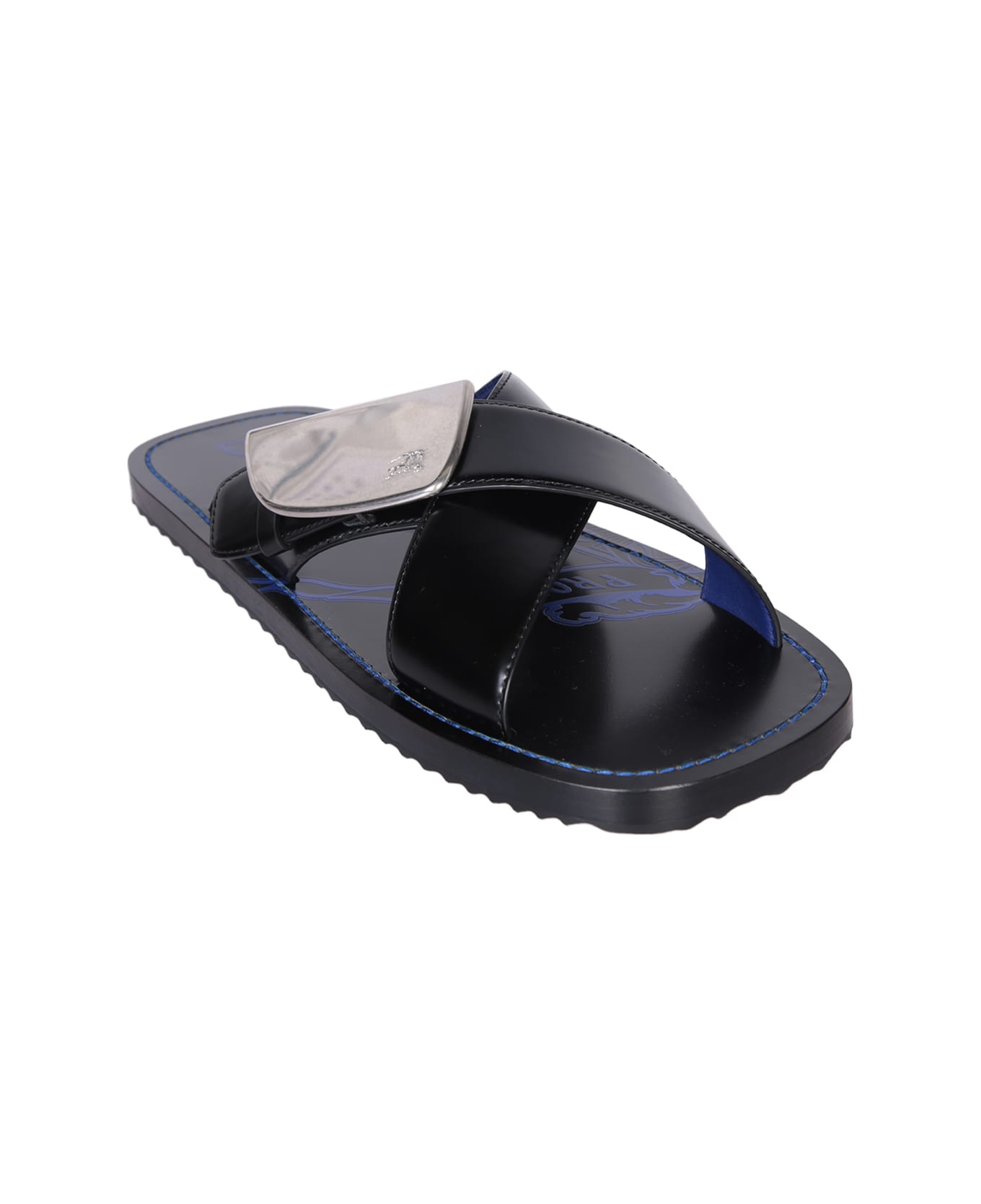 Burberry Ekd Stripe Shield Sandals - Black