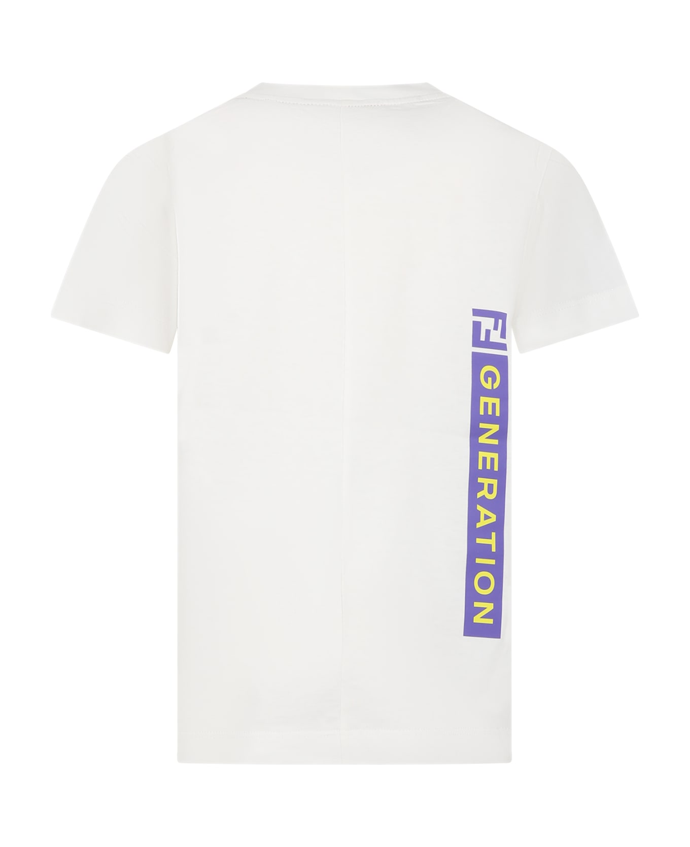 Fendi White T-shirt For Boy With Print And Double Ff - White Tシャツ＆ポロシャツ