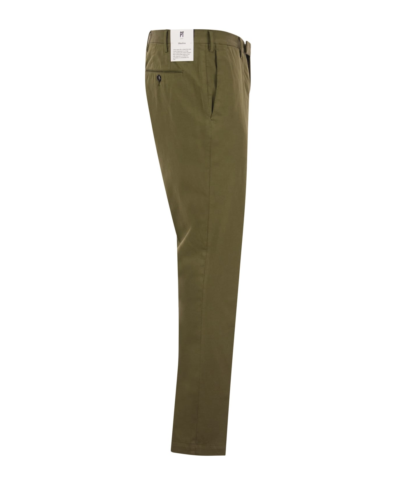 PT01 Skinny Trousers In Cotton And Silk - Green