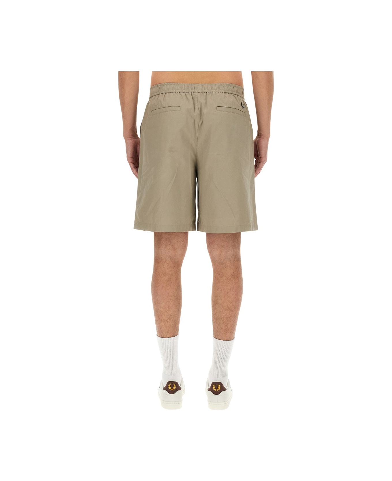 Fred Perry Cotton Bermuda Shorts - BEIGE