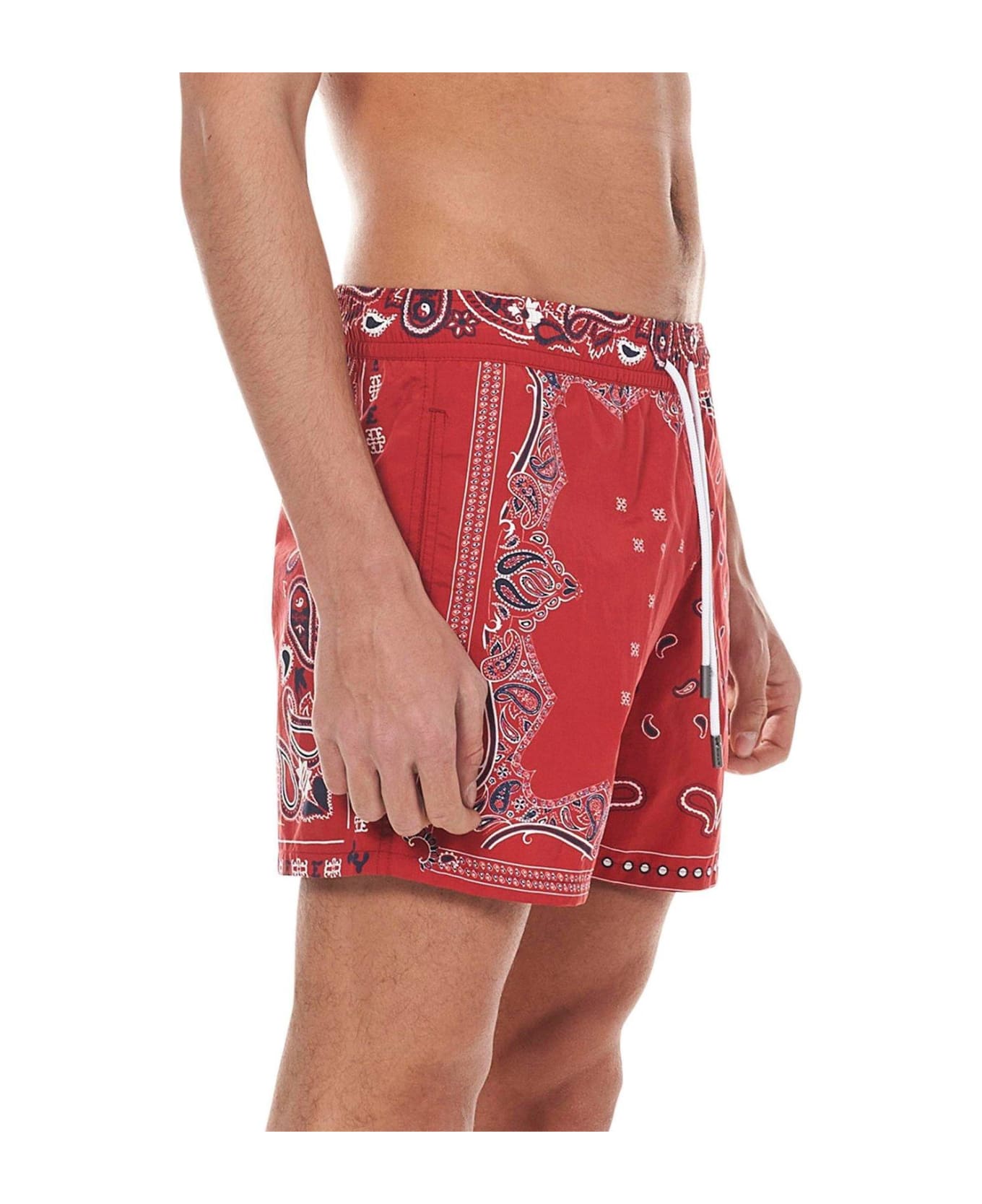 Etro Paisley Printed Knee-length Swim Shorts - Red