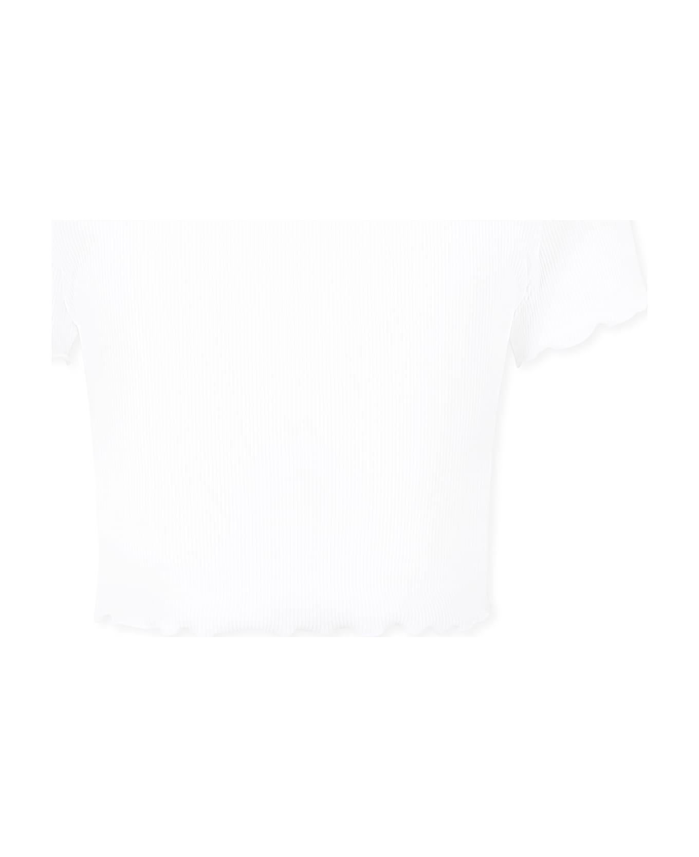 Rykiel Enfant White Crop T-shirt For Girl With Logo - White