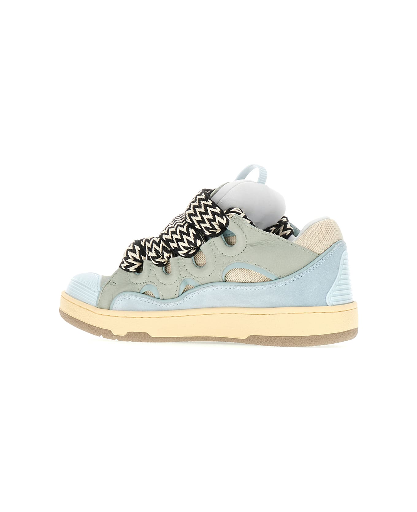 Lanvin Multicolor Leather And Polyester Curb Sneakers - PALE BLUE